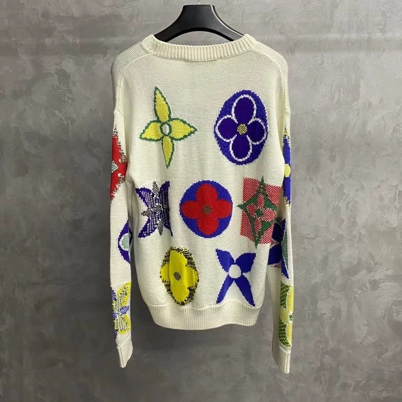 Louis Vuitton Louis Vuitton White wool floral printed logo sweater 2502- Size US M / EU 48-50 / 2 - 2 Thumbnail