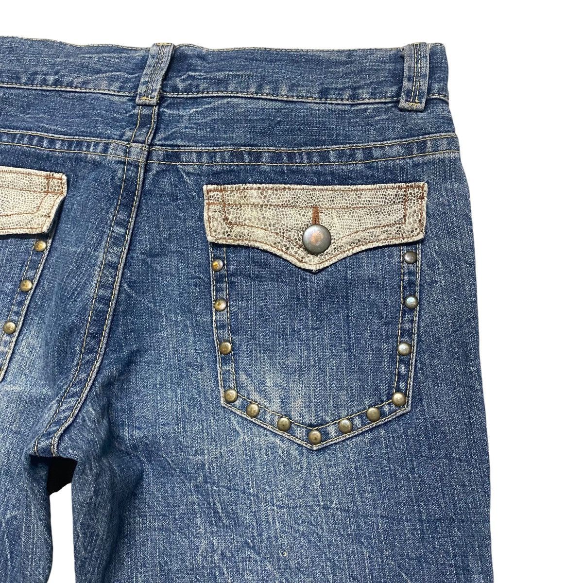 Japanese Brand OZZ FIRST PINBALL Denim Flare Jeans Studded Size US 34 / EU 50 - 13 Thumbnail