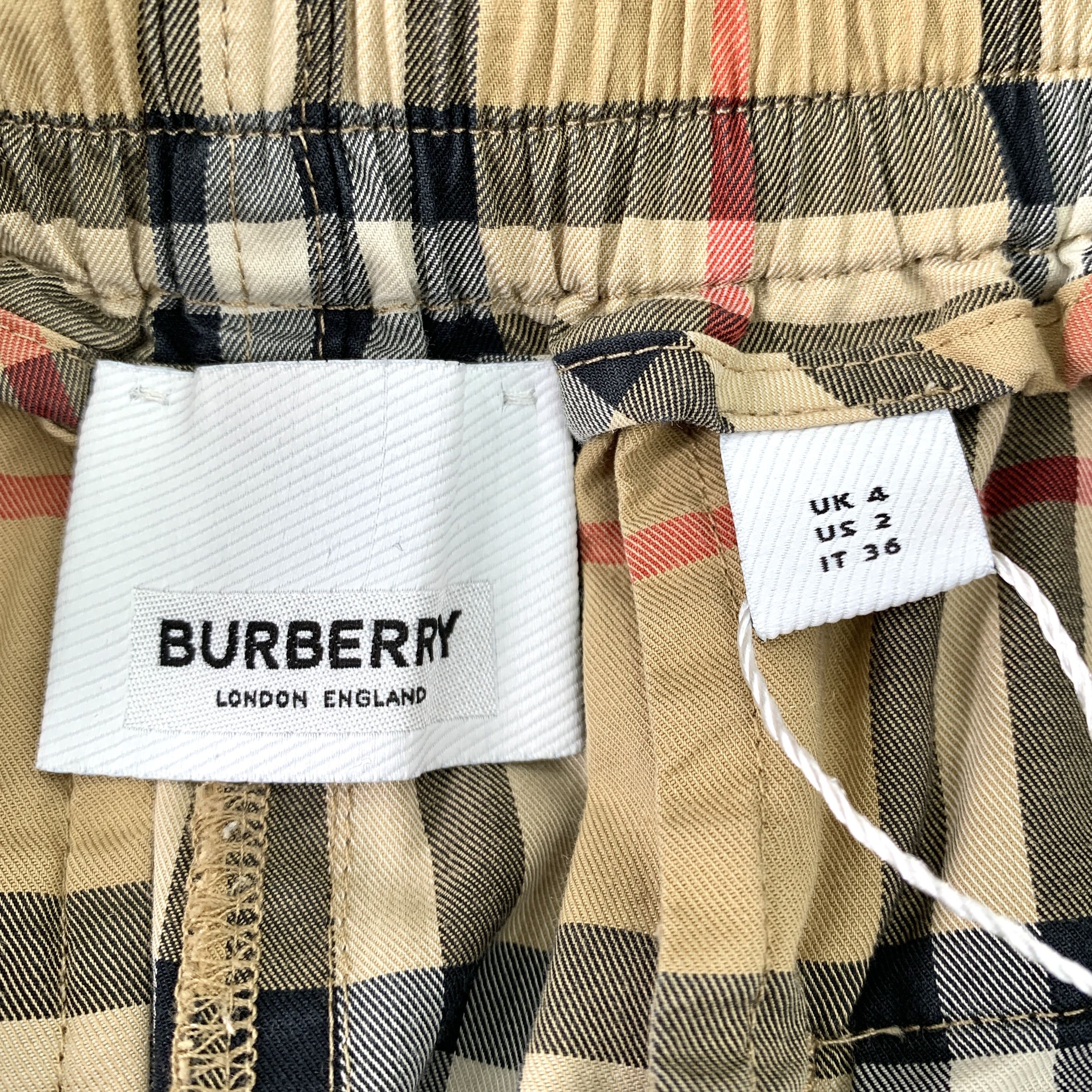 Burberry Burberry Brown Check Cotton Wide-Leg Pants (Size XS) Size 36" / US 14 / IT 50 - 2 Thumbnail