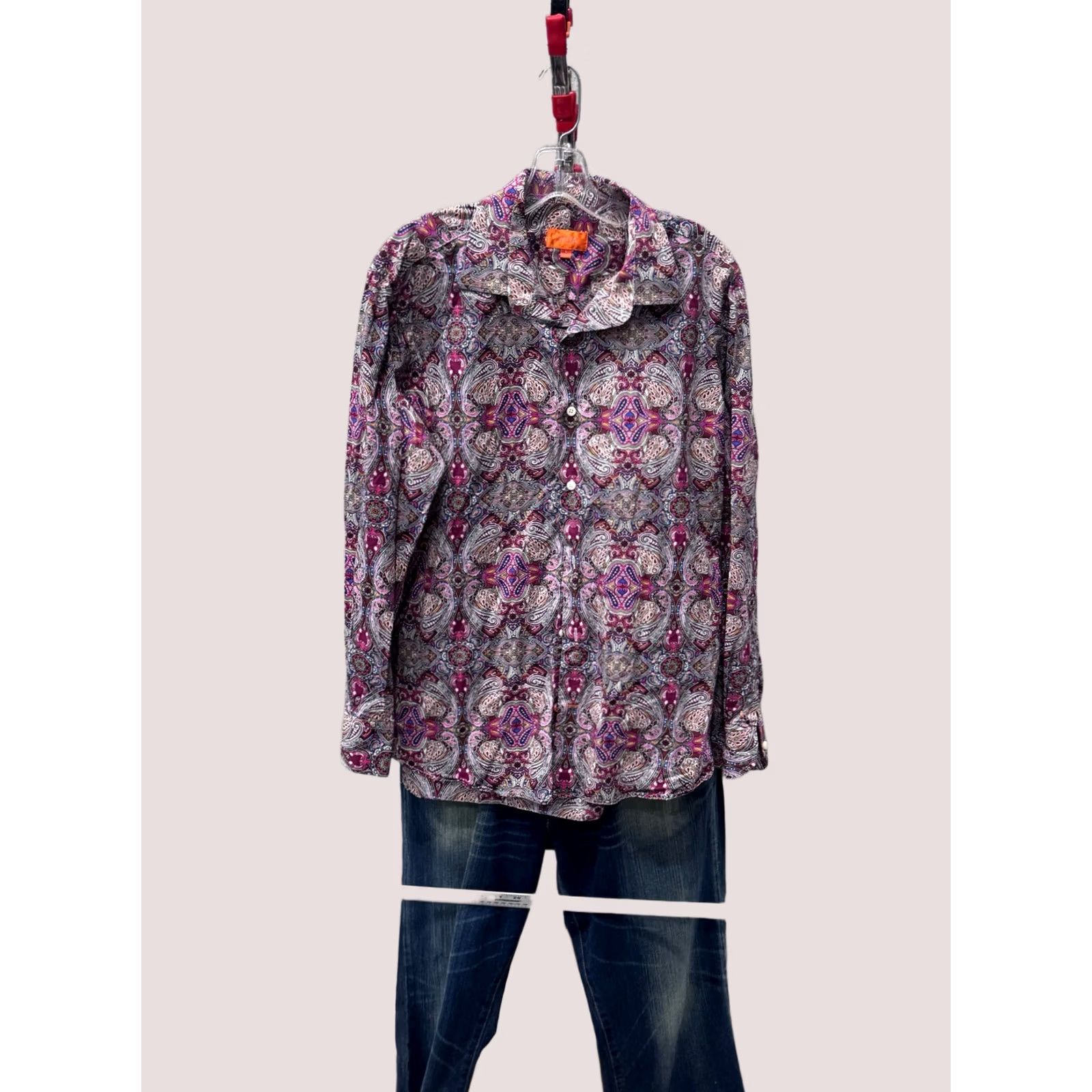 Vintage Talla Uomo Bold paisley LONG SLEEVE SHIRT LarGE SLIM 16.5 X 33/34 Size US L / EU 52-54 / 3 - 1 Thumbnail