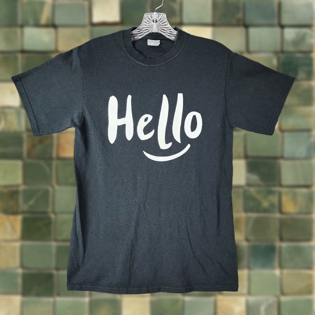 Port & Company Port & Company T-Shirt Adult Small Black Hello Short Sleeve Womens Size 28" / US 6 / IT 42 - 1 Thumbnail