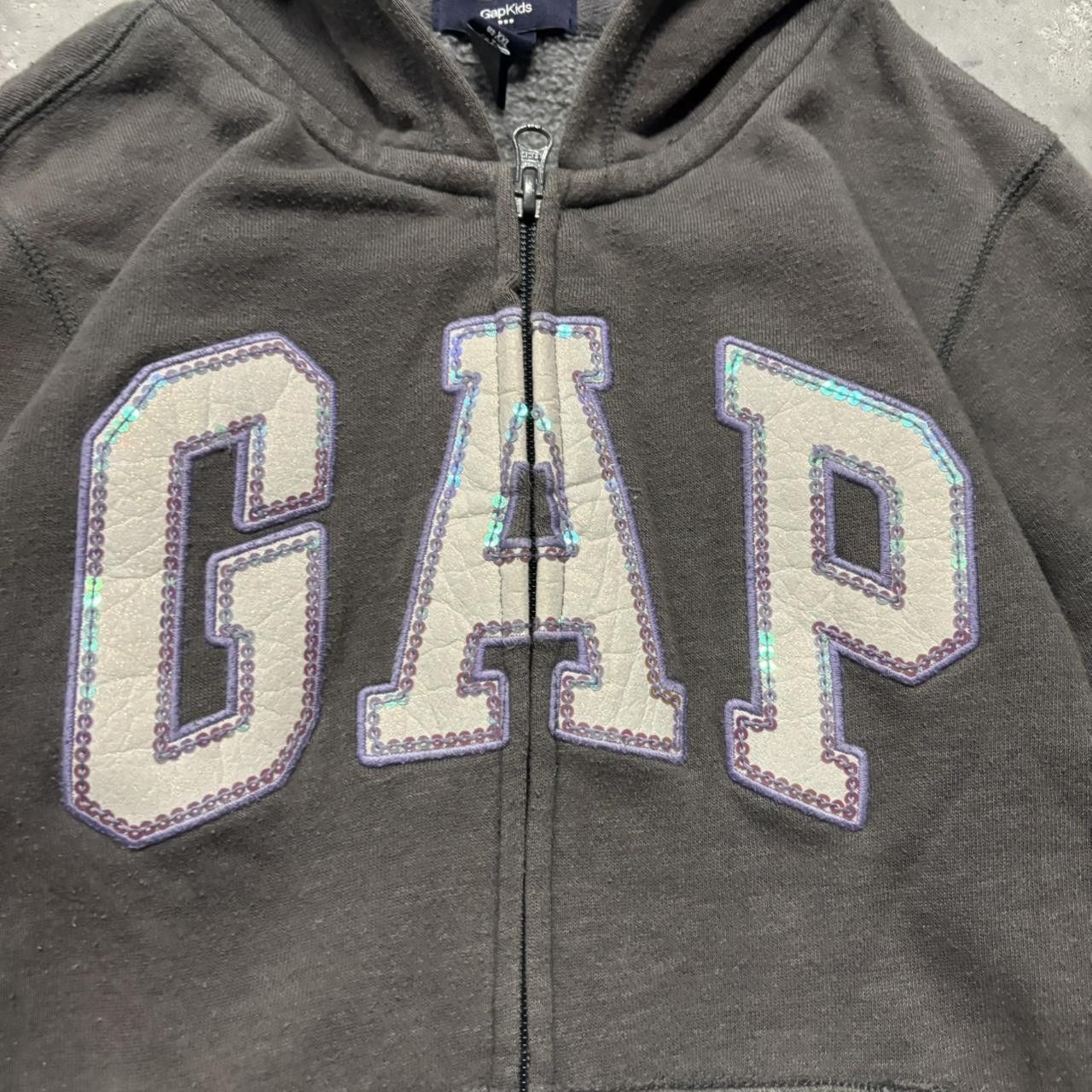 Gap × Vintage Crazy Vintage Y2K/2000s Cute Grey Gap Sparkle Spellout Zip Up Hoodie! Size S / US 4 / IT 40 - 5 Thumbnail