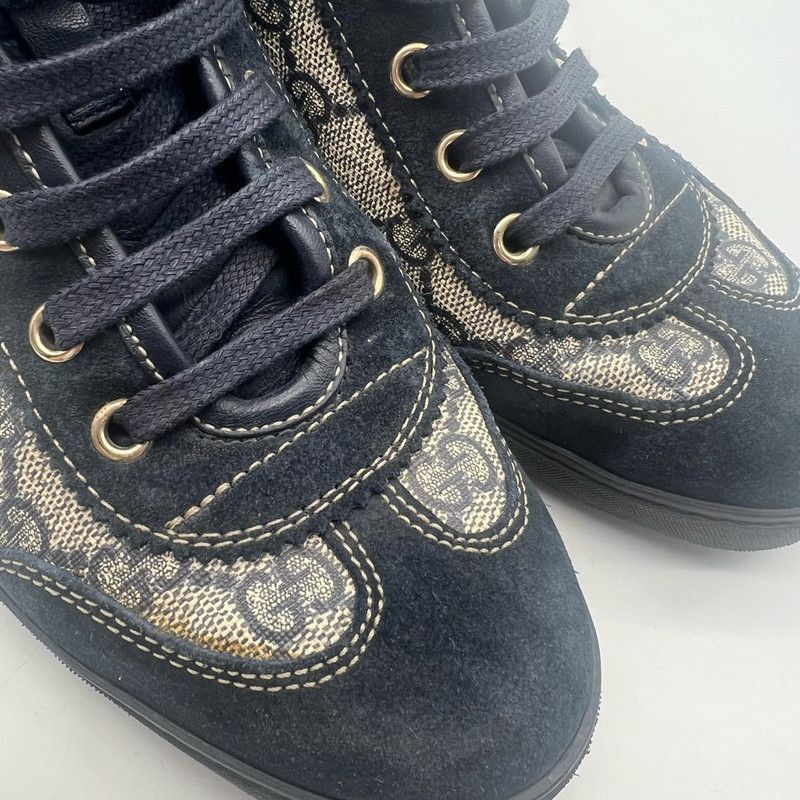 Gucci Gucci Logo High-Top Casual Sneakers in Brown and Black Size US 5.5 / EU 38 - 7 Thumbnail