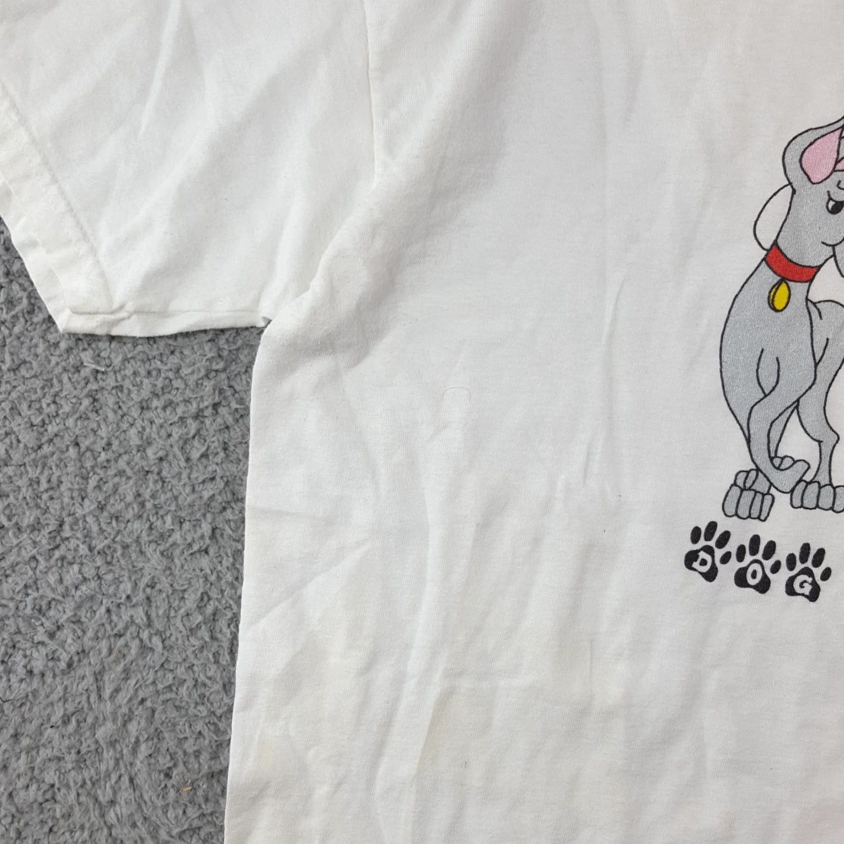 Hanes Vintage Hanes 90s T-Shirt Men XL White Cartoon Dog Walker Paw Print Vintage Y2K Size US XL / EU 56 / 4 - 6 Thumbnail