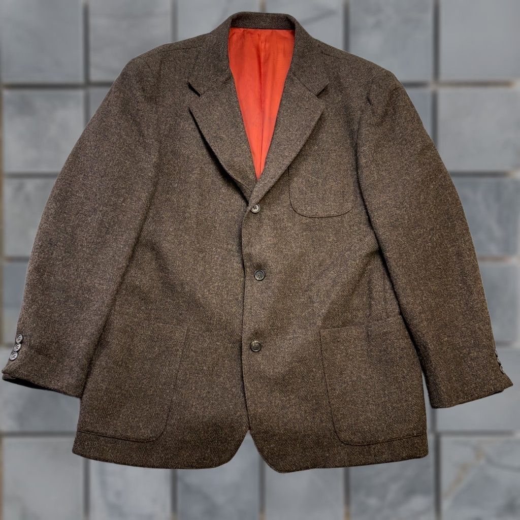 J.Crew J.CREW Blazer Jacket Mens L Brown Wool Notch Notch Three-Button Single-Breasted Old Money Style VTG Size 42R - 1 Thumbnail