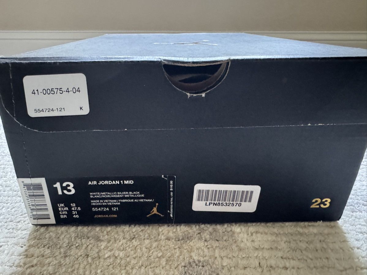 Jordan Brand 13 Jordan 1 Mid Alternate Think 1 Silver White Black Panda Size US 13 / EU 46 - 9 Thumbnail