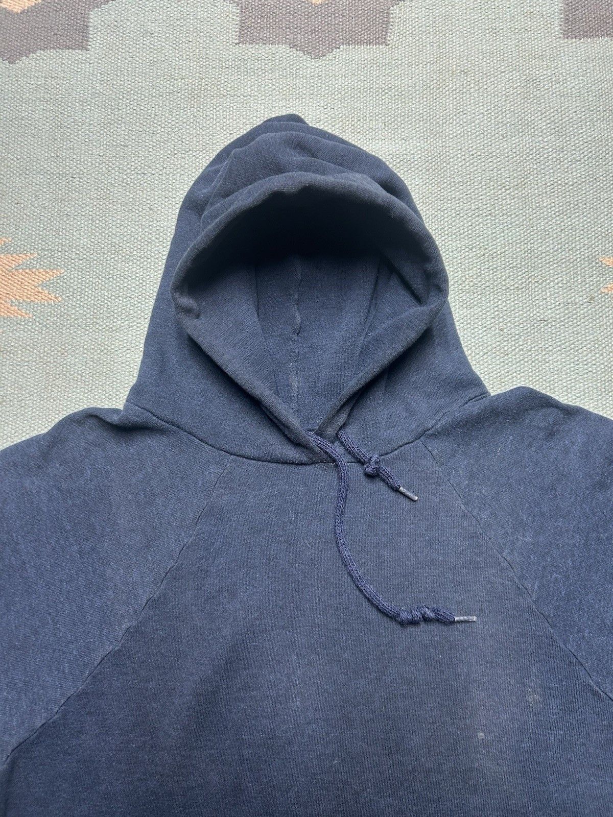 Vintage Vtg 70s hoodie sweatshirt navy blue faded blank raglan large Size US L / EU 52-54 / 3 - 5 Thumbnail