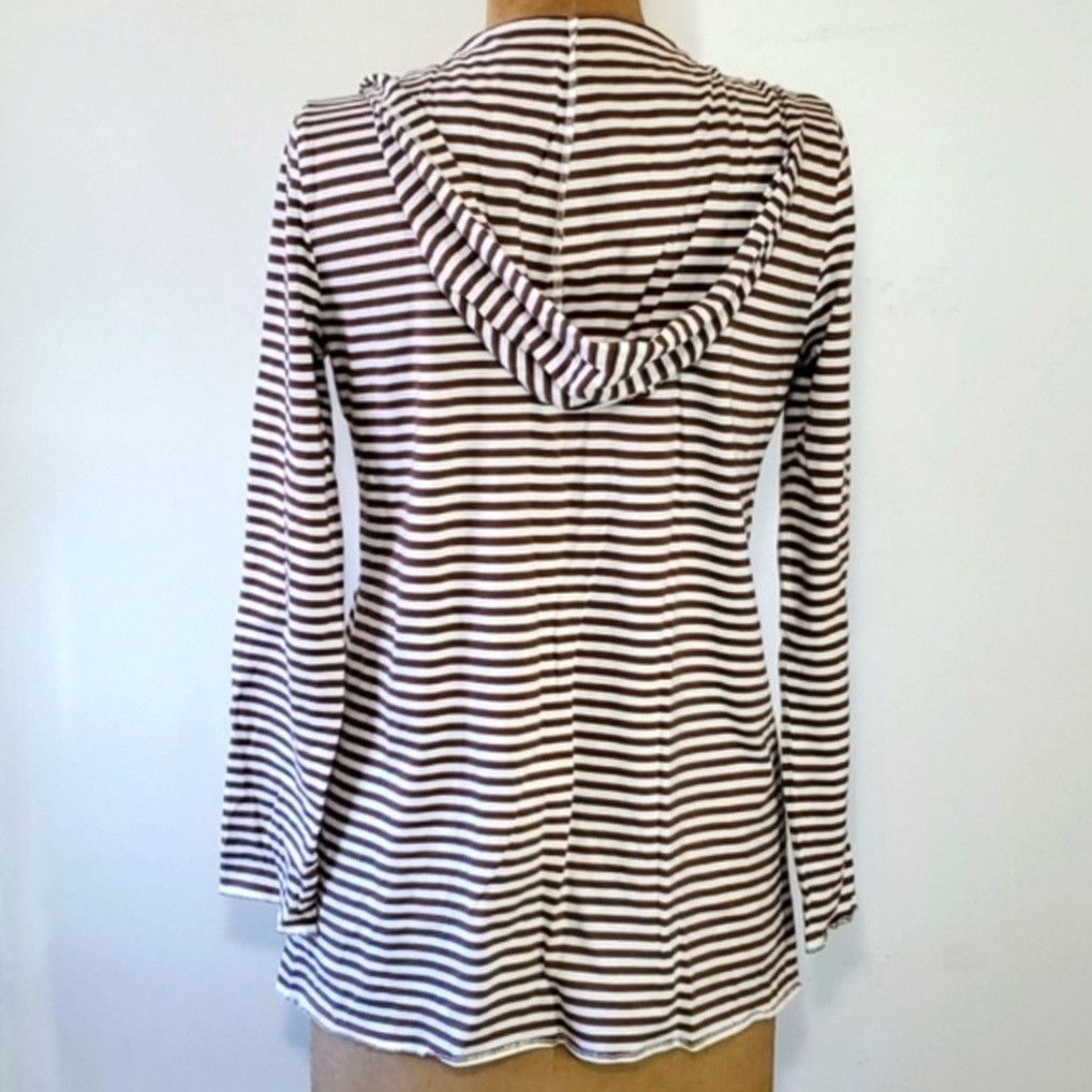 Izod Izod Size M Top Long Sleeve T-Shirt Stripe Brown White Hood Size M / US 6-8 / IT 42-44 - 4 Thumbnail