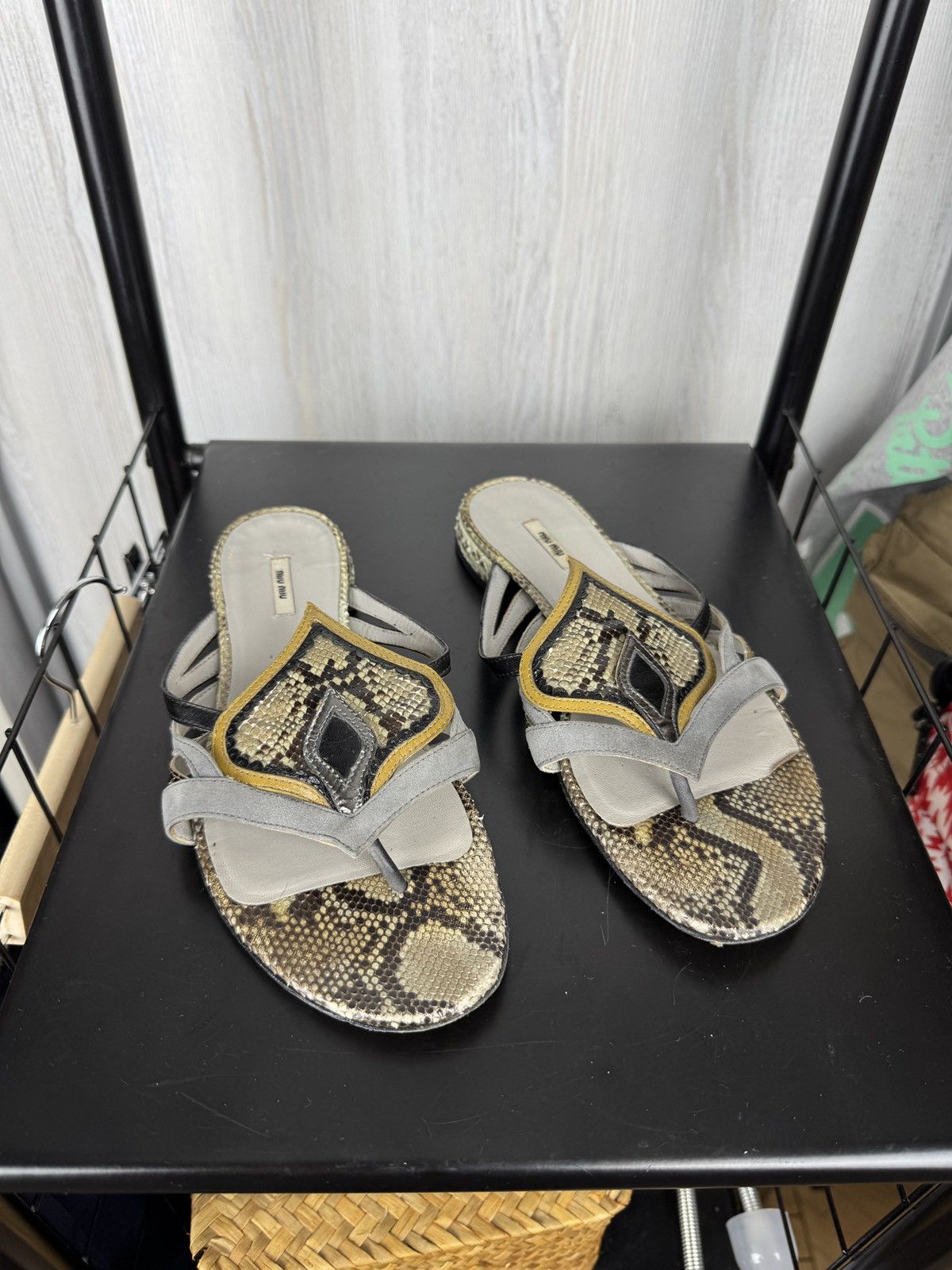 Miu Miu Miu Miu Lizard snake leather and suede sandals mules Sz 37 Size US 7 / IT 37 - 1 Thumbnail