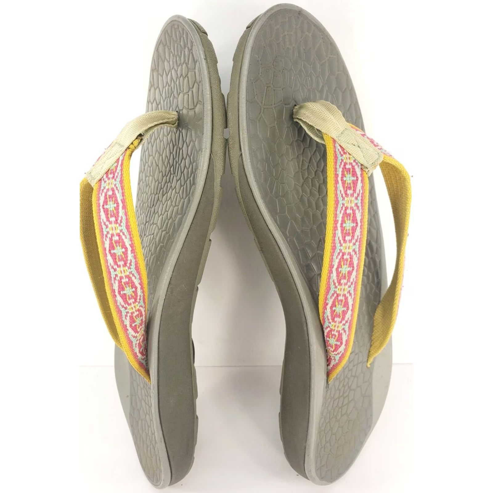 Chaco Chaco Chillos Women's 7M Sandal Flip Flop Multicolor Pink Yellow Orange Geometric Straps Slip On Size US 7 / IT 37 - 7 Thumbnail