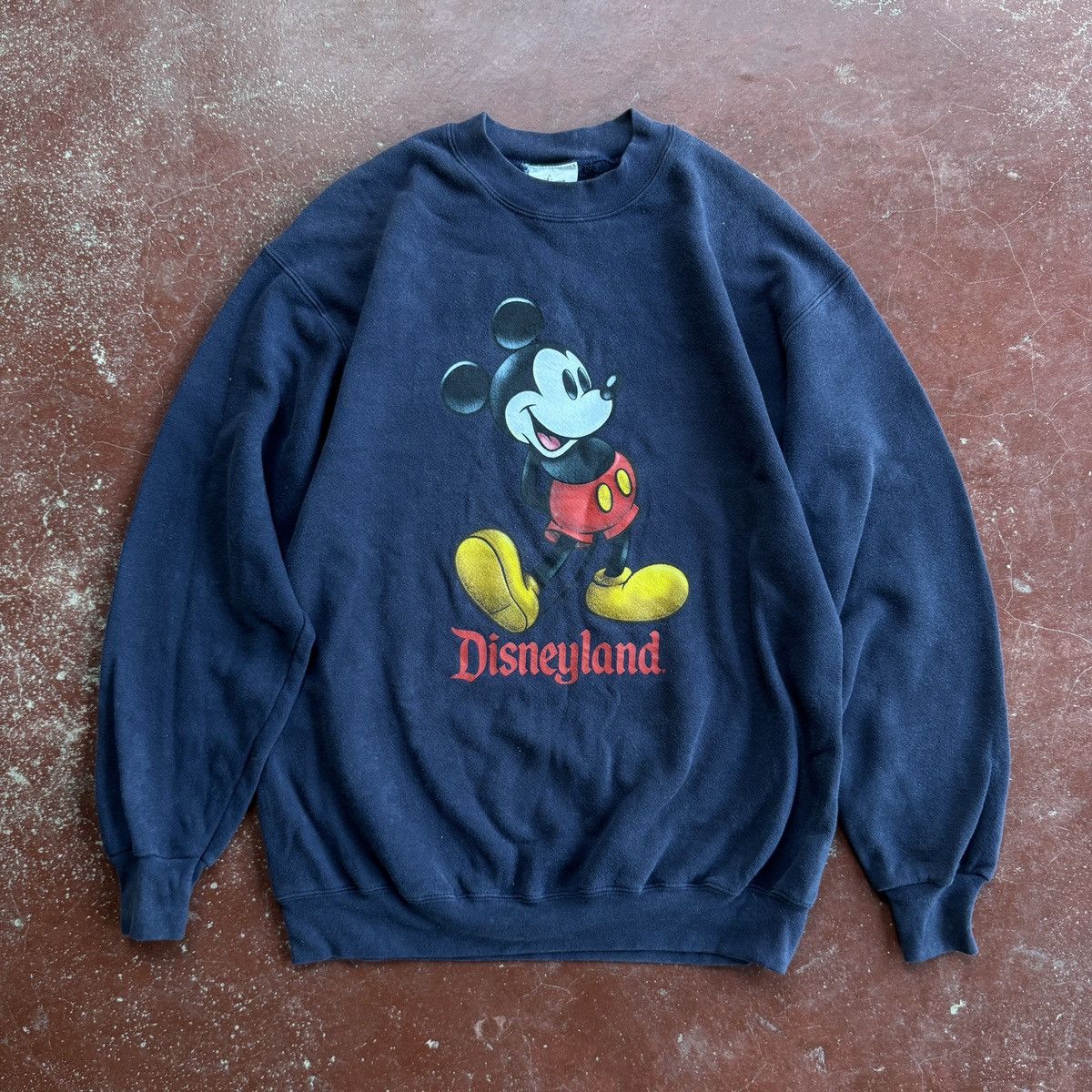 image of Vintage Mickey Mouse Disneyland Crewneck Sweatshirt in Dark Blue, Men's (Size Medium)
