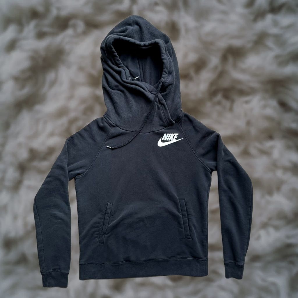 Nike Nike Hoodie Sweatshirt Womens Medium Pullover High Neck Black Pockets Size M / US 6-8 / IT 42-44 - 1 Thumbnail