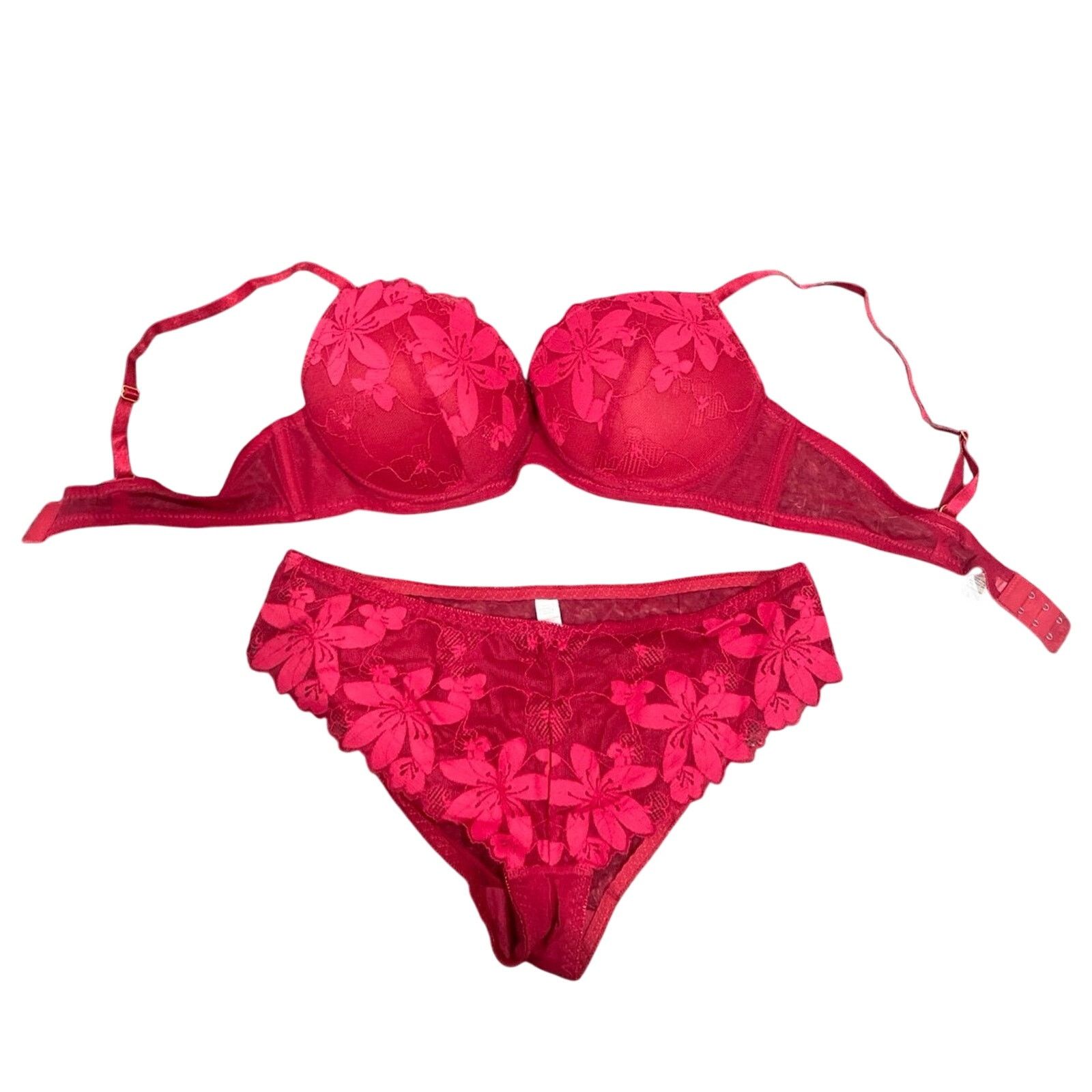 Shein 2 Piece Set Lace Bra and Panty in Red, Size L Size ONE SIZE - 1 Thumbnail