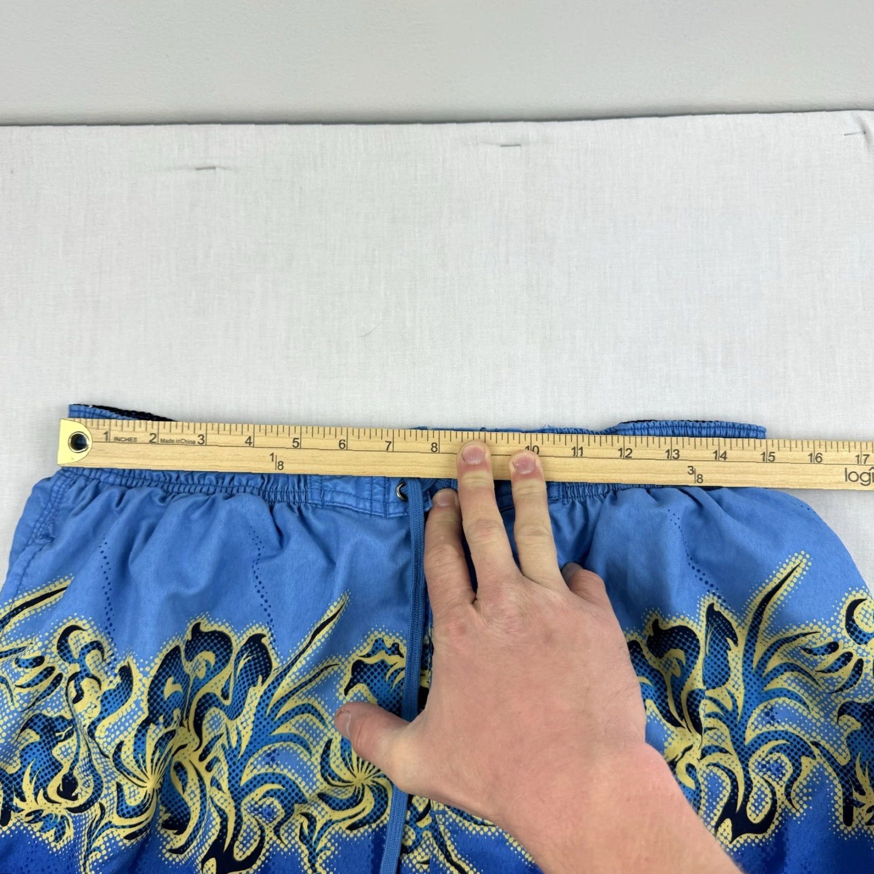 Vintage VINTAGE No Boundaries Swim Trunks Men M Blue Tribal Grunge Y2K Baggy Size US 31 - 6 Thumbnail