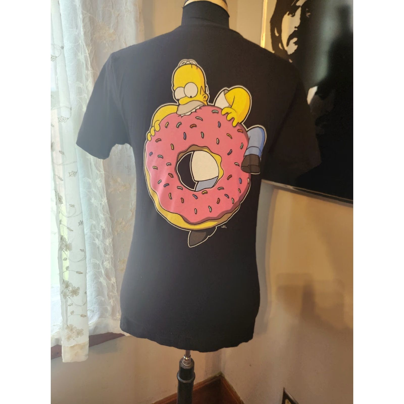 Vintage VINTAGE The Simpsons Shirt Mens Double-Sided Black Homer Donut Cartoon 90s? Size US M / EU 48-50 / 2 - 3 Thumbnail