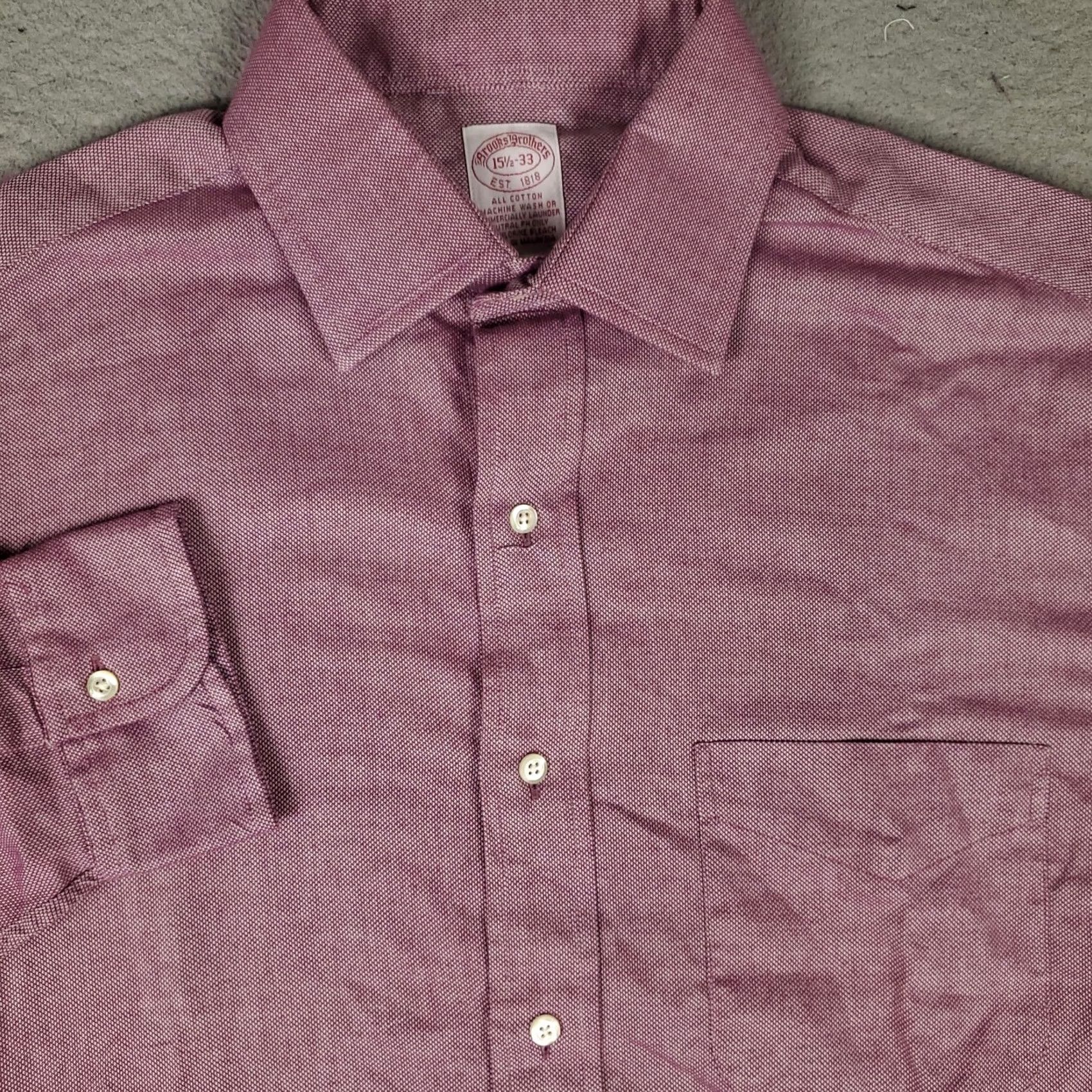 Brooks Brothers Brooks Brothers Shirt Mens 15.5 Purple Dress Button Up Long Sleeve Plaid Casual Formal Regular Classic Mens Size 42R - 2 Thumbnail