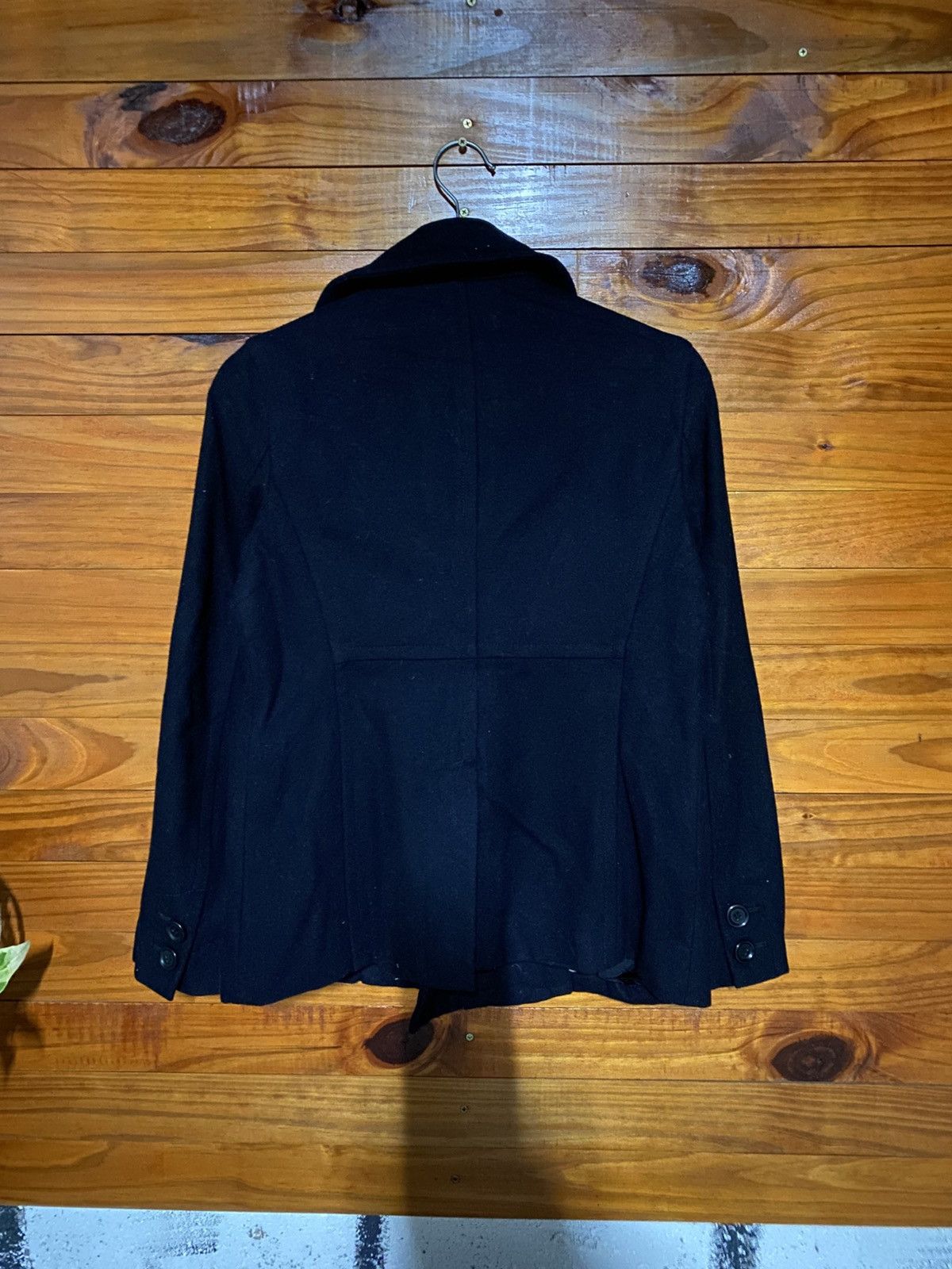 Pas de Calais Pas de Calais Black Wool Pea Coat – Double Breasted Jacket Size M / US 6-8 / IT 42-44 - 7 Thumbnail