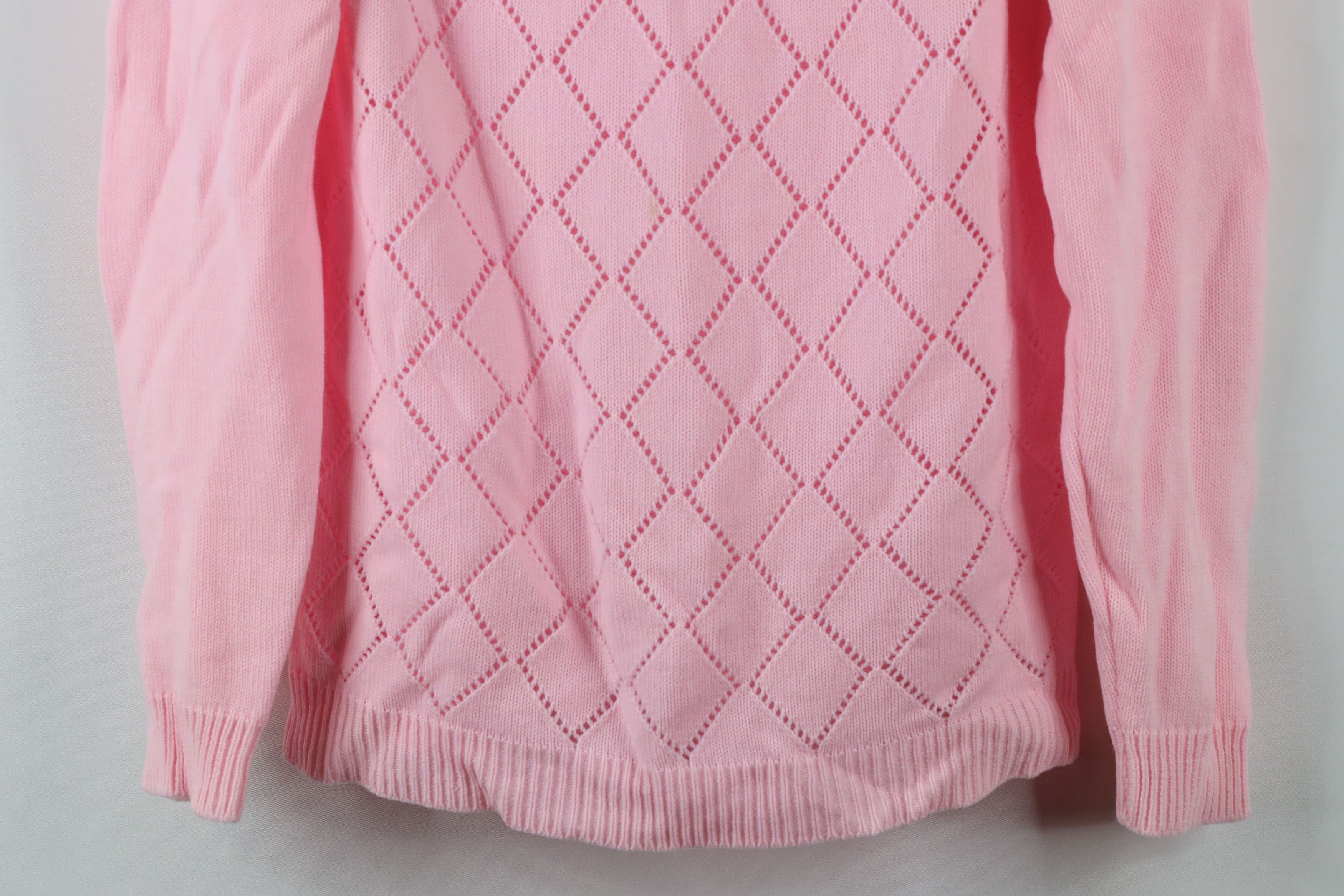 Vintage Vintage 70s Streetwear Diamond Knit Sweater Pink Size S / US 4 / IT 40 - 3 Thumbnail