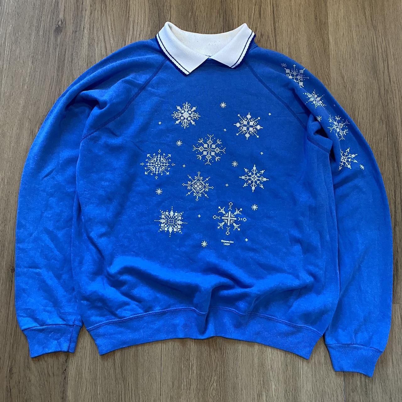 Other 90s Blue and white snowflake sweatshirt with collar Size US S / EU 44-46 / 1 - 1 Thumbnail