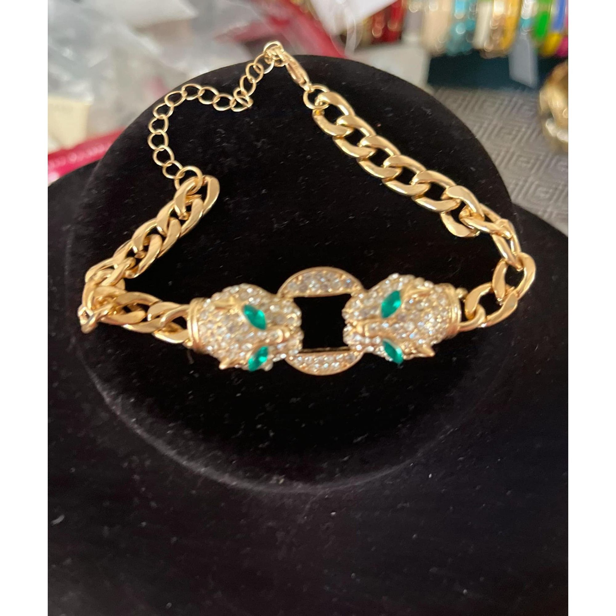 Other Men’s Cougar Gold Tone Bracelet Zircon Leopard Head Anklet C Size ONE SIZE - 1 Thumbnail