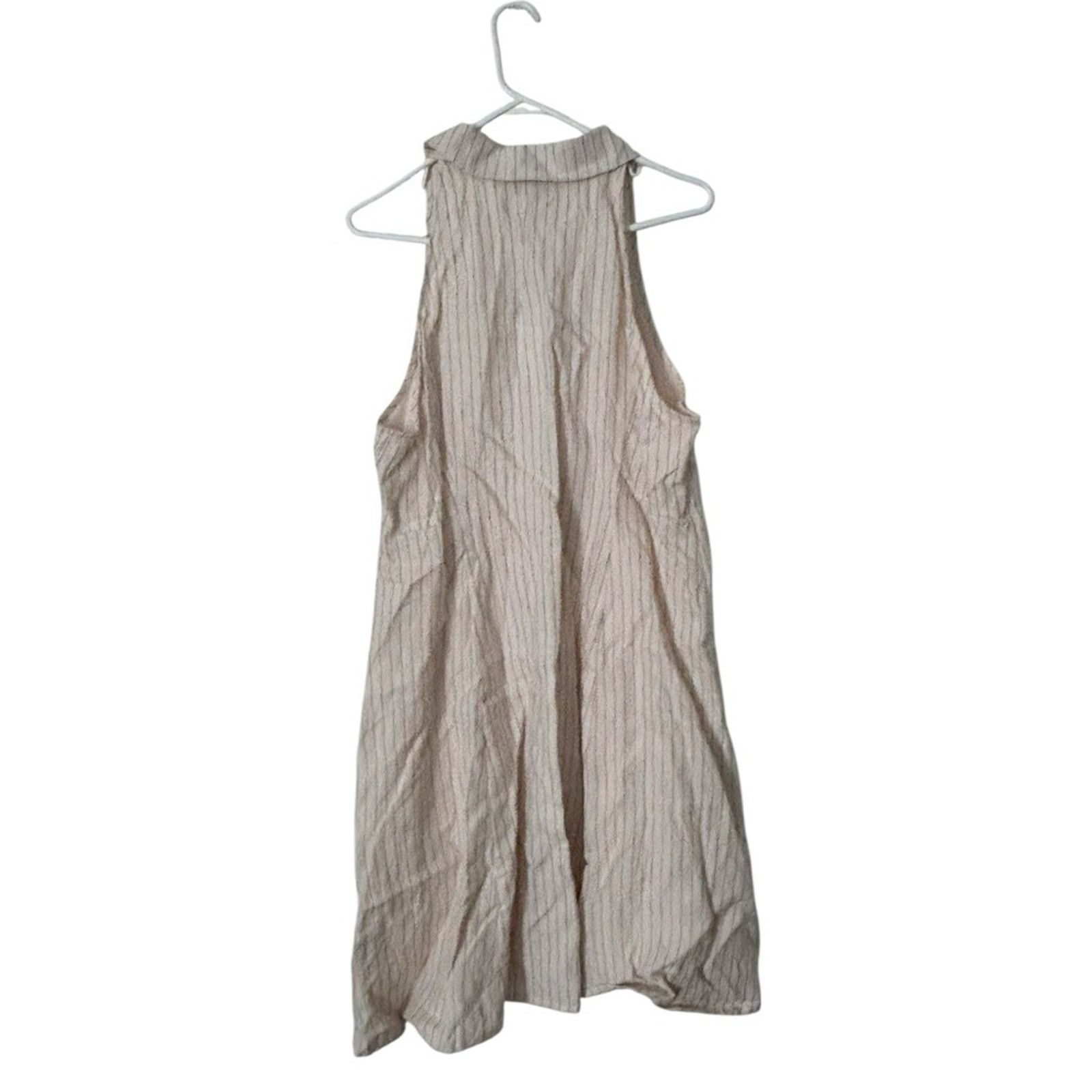 Torrid Torrid Linen Fluted Pinstripe Skater Sleeveless Ivory Dress Size XL / US 12-14 / IT 48-50 - 3 Thumbnail