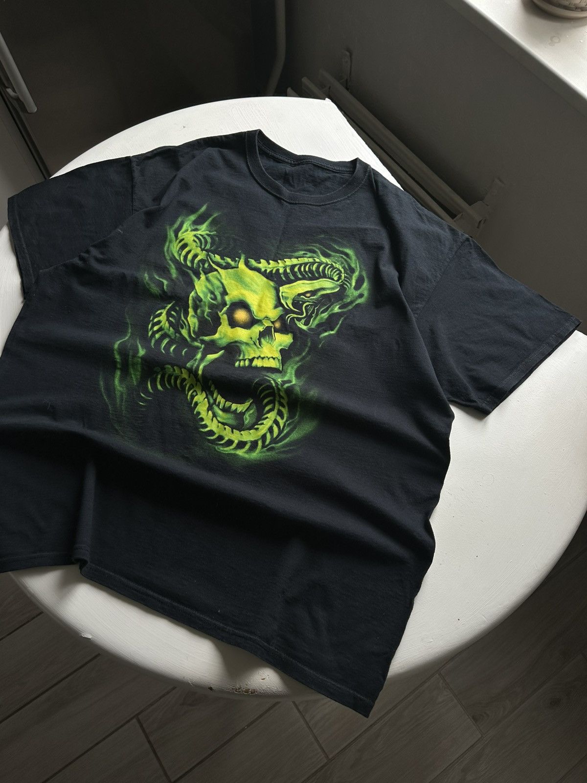 Other Vintage Y2K Fire Skull and Dragon Rock Tee Size US XL / EU 56 / 4 - 2 Thumbnail
