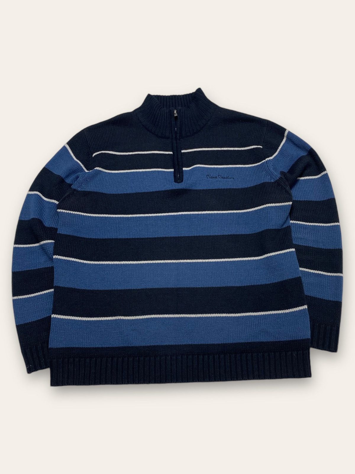 Pierre Cardin Vintage PIERRE CARDIN Striped 1/3 Zip Turtleneck Size US XL / EU 56 / 4 - 1 Thumbnail