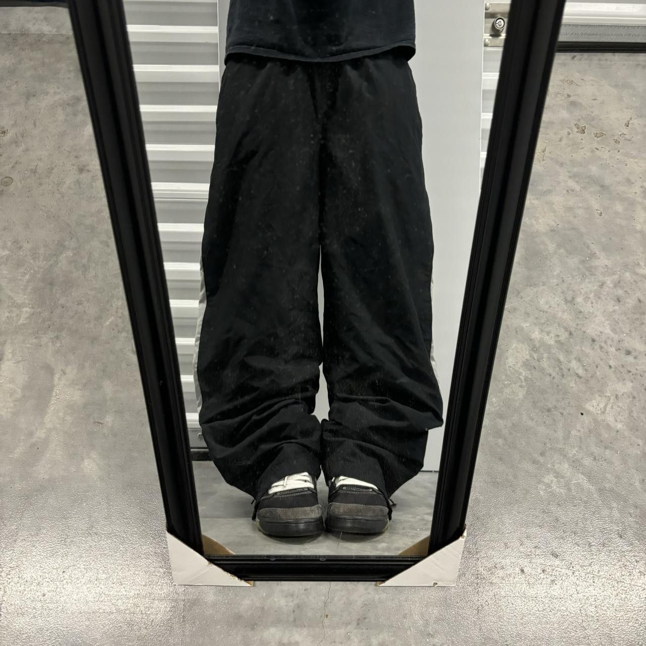 Japanese Brand × Vintage Crazy Vintage Y2K/2000s Baggy Black Grey Striped Skater Drill Essential Track Pants! Size US 32 / EU 48 - 2 Thumbnail