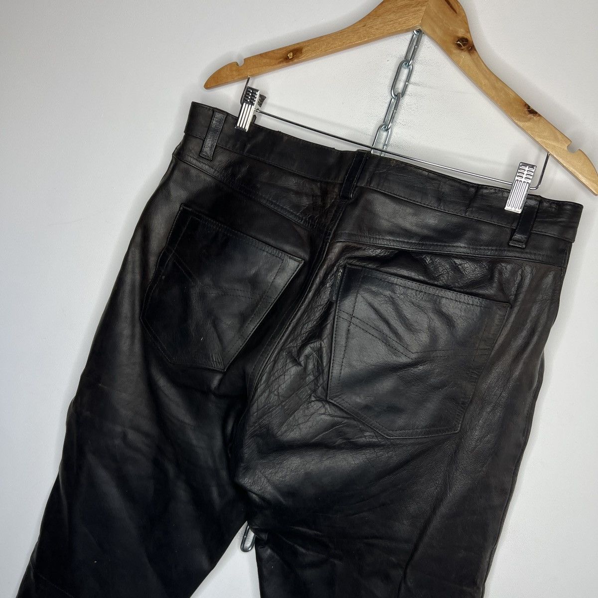 Leather × Vintage Vintage Nashville Classic Leather MOTO Pants Trousers Biker Size US 36 / EU 52 - 10 Thumbnail