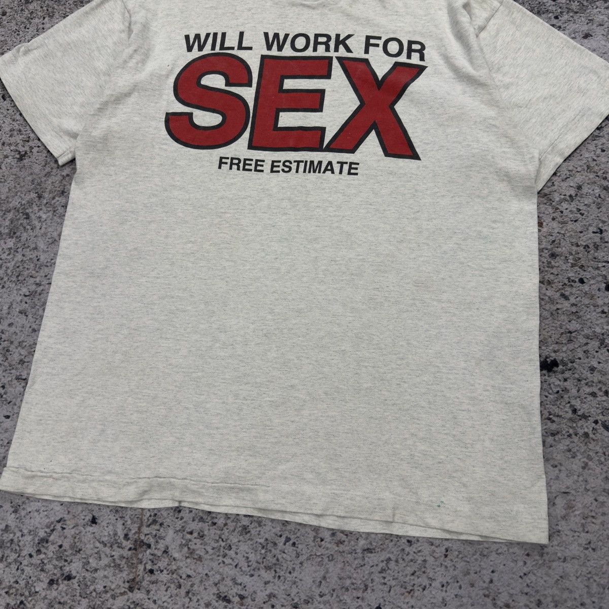Vintage 90s Will Work For Sex Thrashed Faded Tee ERD Grunge Size US XL / EU 56 / 4 - 8 Thumbnail