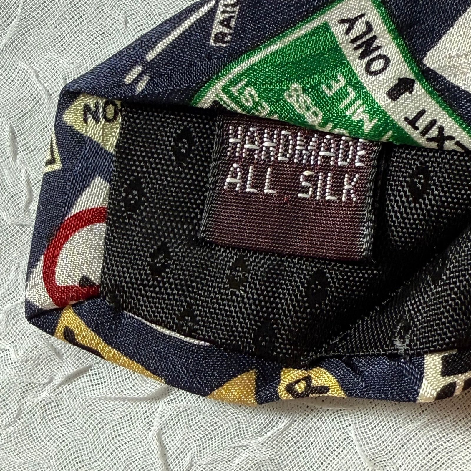 Vintage Vintage Giorgio Silk Tie Road Signs Traffic Street Sign 90s Size ONE SIZE - 4 Thumbnail