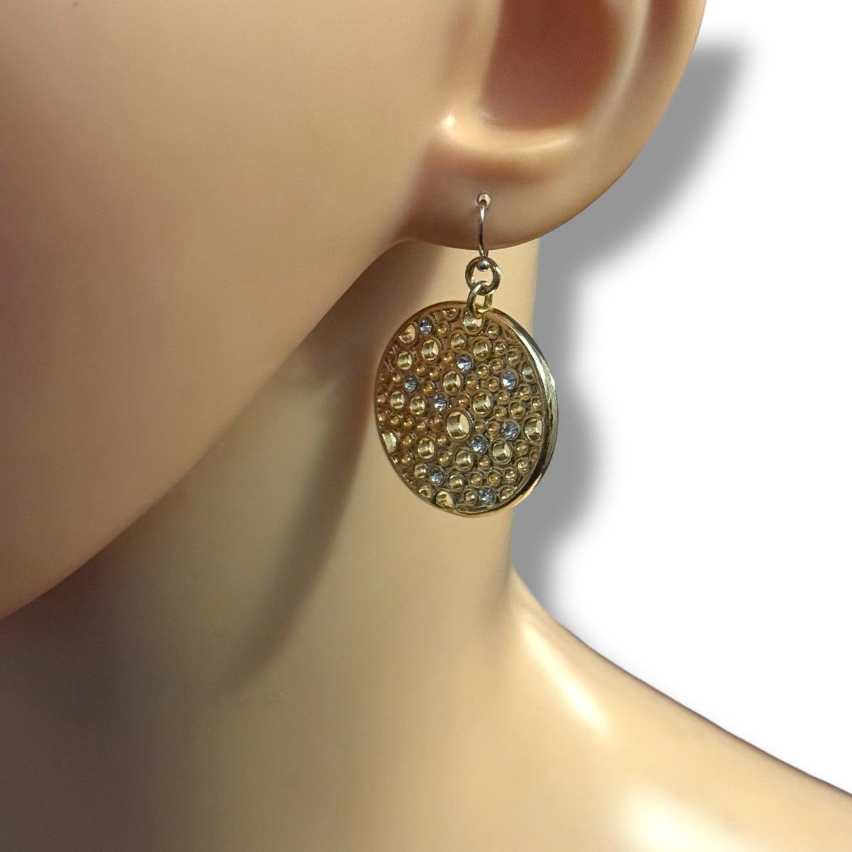 Other Gold tone round filigree rhinestone detail dangle earrings Size ONE SIZE - 2 Thumbnail