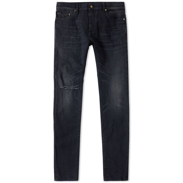 image of Saint Laurent Paris 2016 D02 Distressed Knee Hole Jeans W32 in Black, Men's
