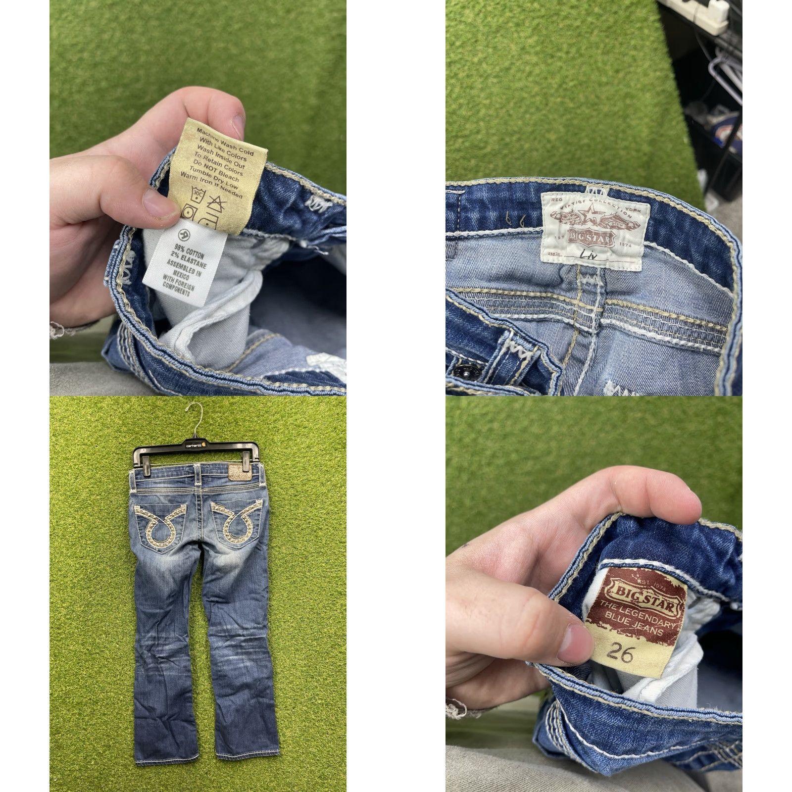 Denime BIG STAR Liv Bootcut Jeans Womens 26 Low Rise Medium Wash Denim 5-Pocket Stretch Jeans Blue 26x24 Womens Size 26" / US 2 / IT 38 - 8 Thumbnail