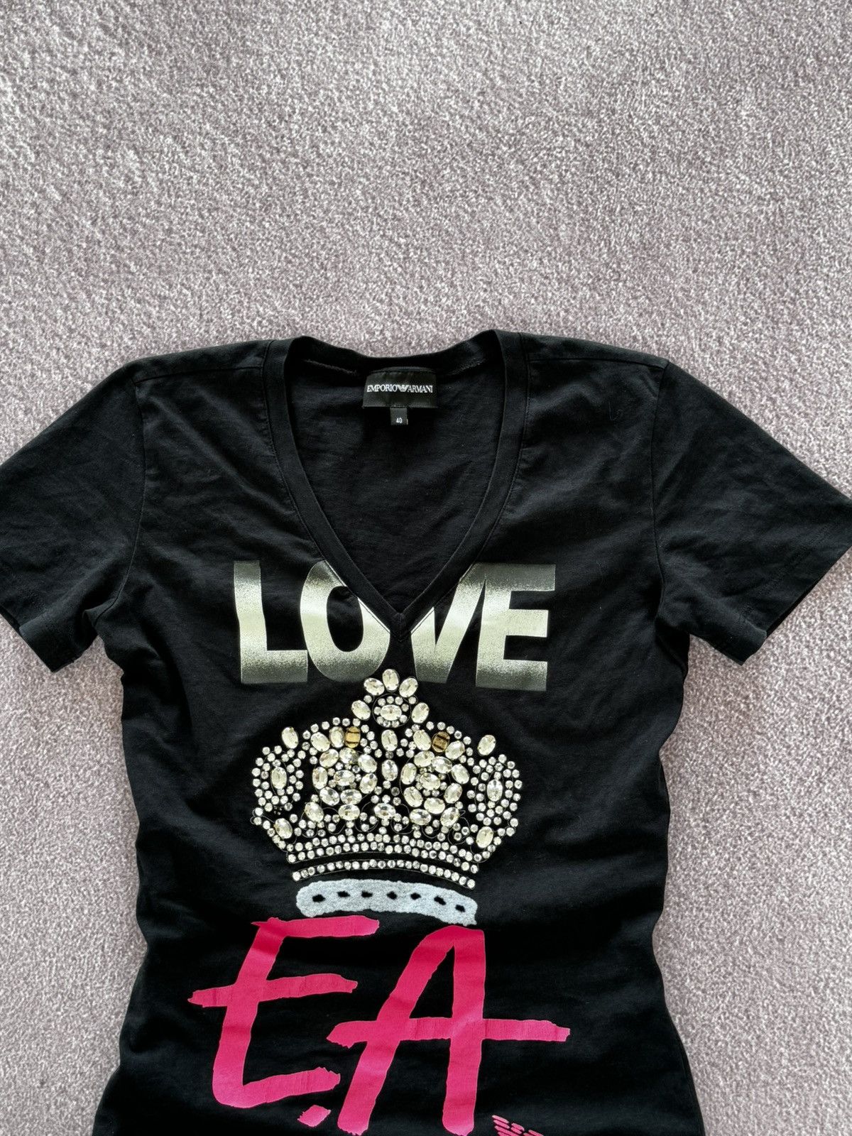 Armani Avant Garde Armani 00s Rhinestones Logo Y2K Top T-Shirt Size M / US 6-8 / IT 42-44 - 2 Thumbnail