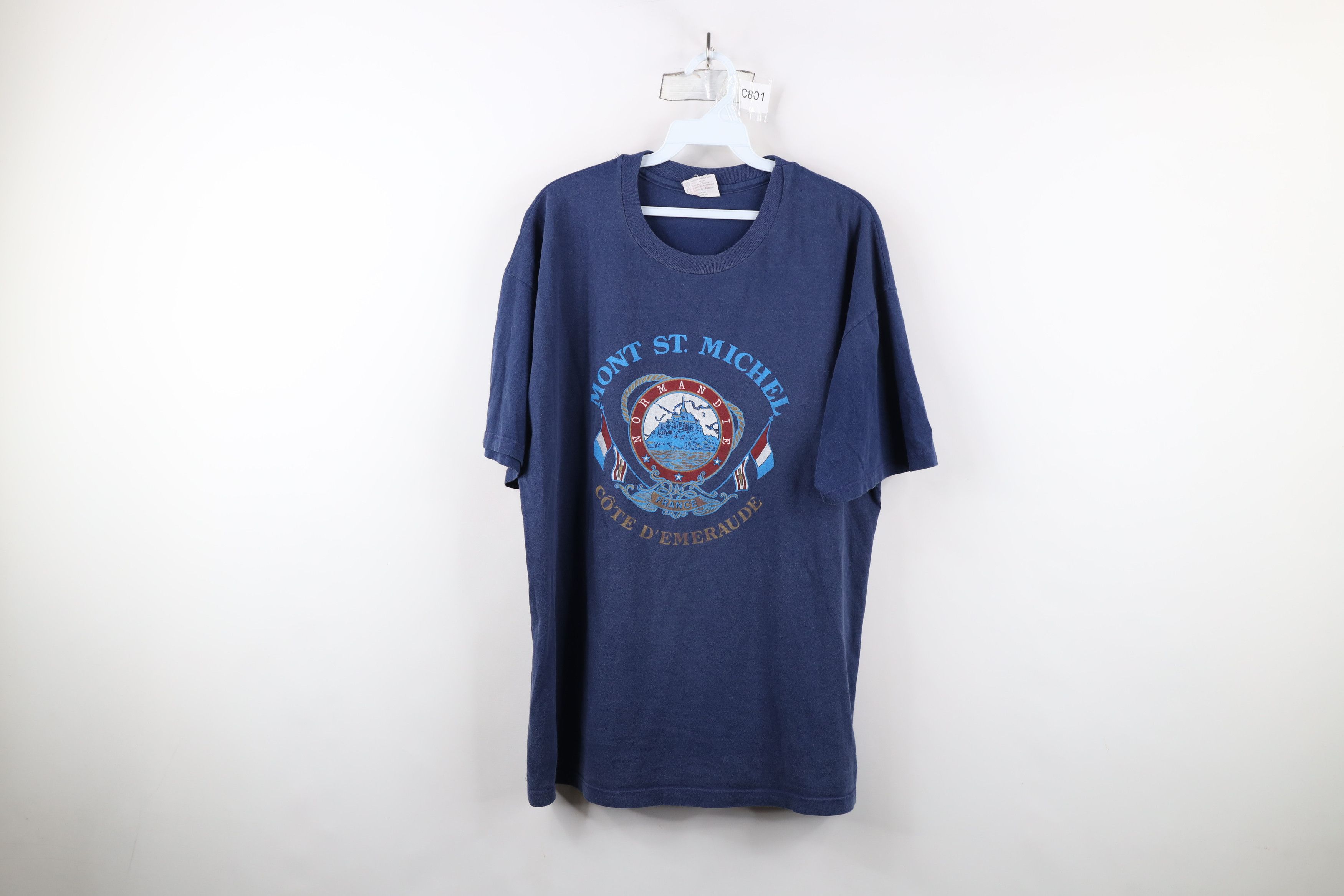 Vintage Vintage 90s Streetwear Michel Normandie France T-Shirt Blue Size US L / EU 52-54 / 3 - 1 Thumbnail
