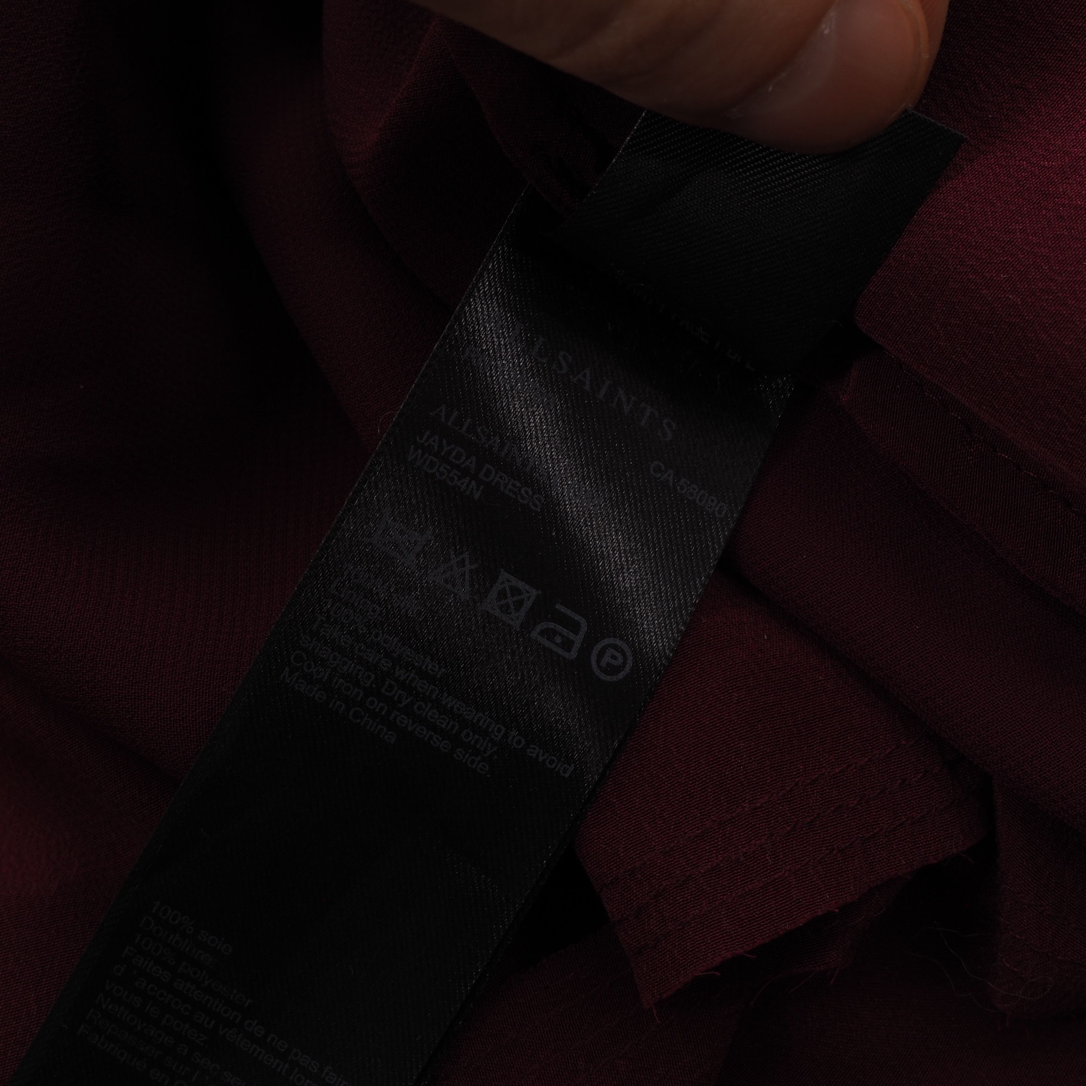 Allsaints AllSaints Jayda Burgundy Red Zip Silk Dress Size XS / US 0-2 / IT 36-38 - 8 Thumbnail
