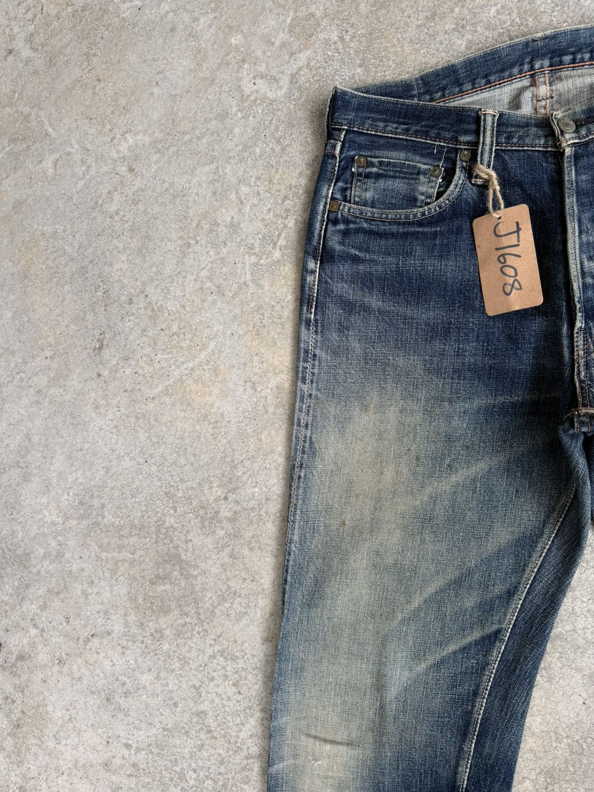 Full Count & Co. Vintage Fullcount 0105 Distressed Jeans Selvedge Denim Size US 30 / EU 46 - 4 Thumbnail