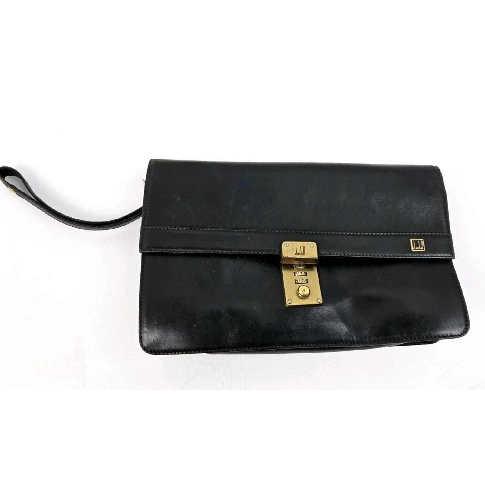 Vintage Dunhill Leather Clutch Wrist Strap Handbag Purse Black Women） Size ONE SIZE - 2 Thumbnail