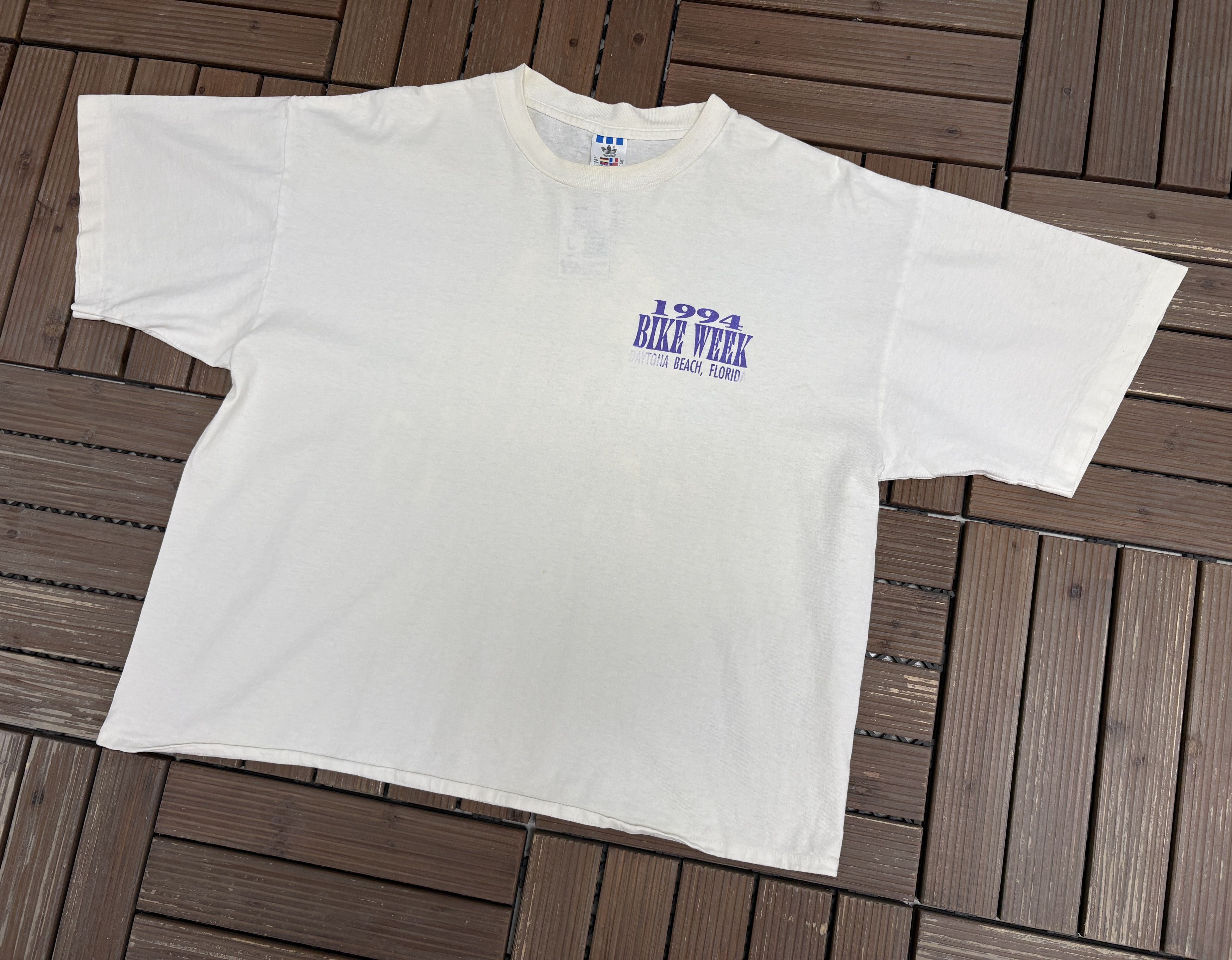 Adidas Daytona Beach Bike Week 1994 Vintage White T-Shirt Tee Size US L / EU 52-54 / 3 - 5 Thumbnail