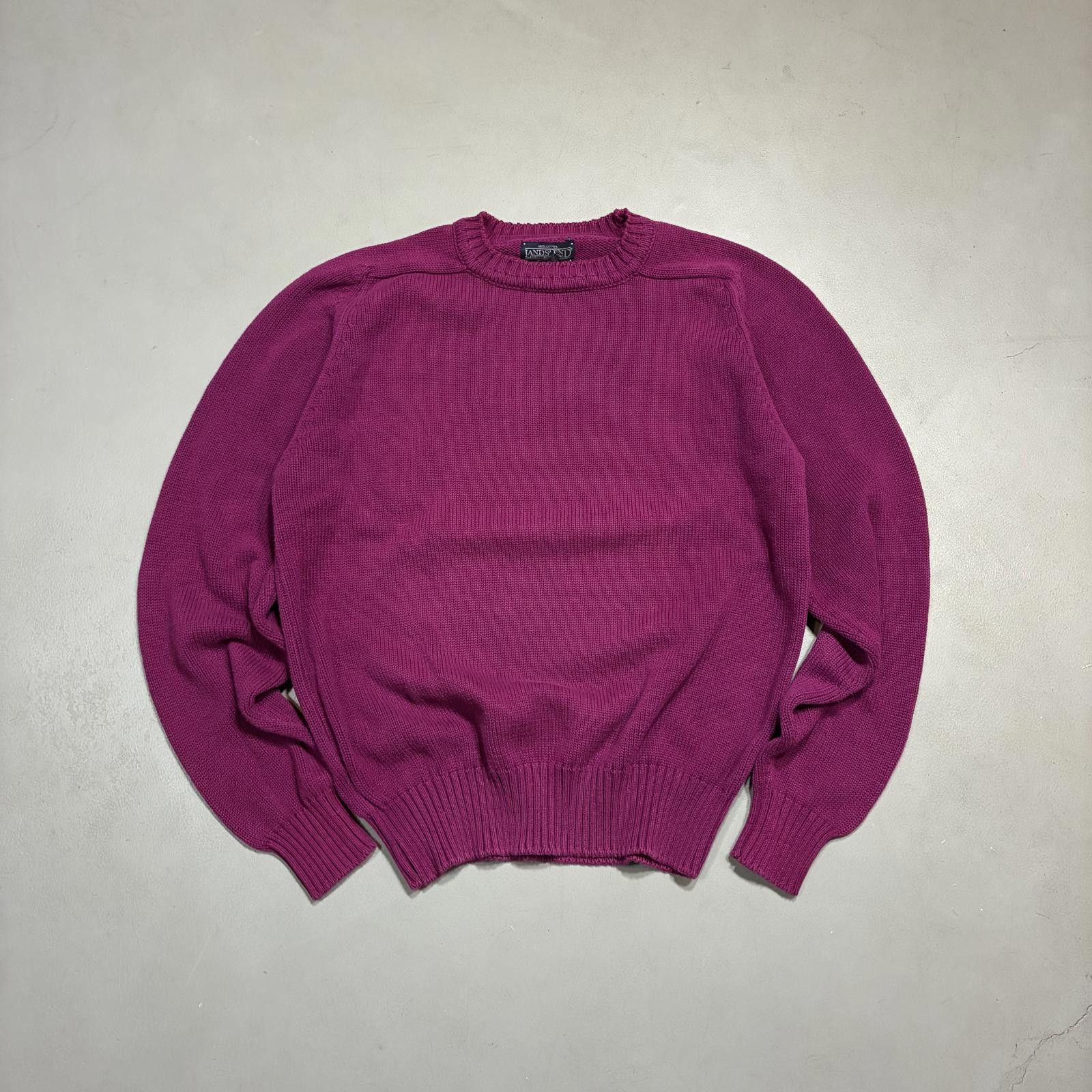 Lands' End Vintage 80s Lands End Purple Knit Sweater Men's Sz L Cotton Size US L / EU 52-54 / 3 - 1 Thumbnail