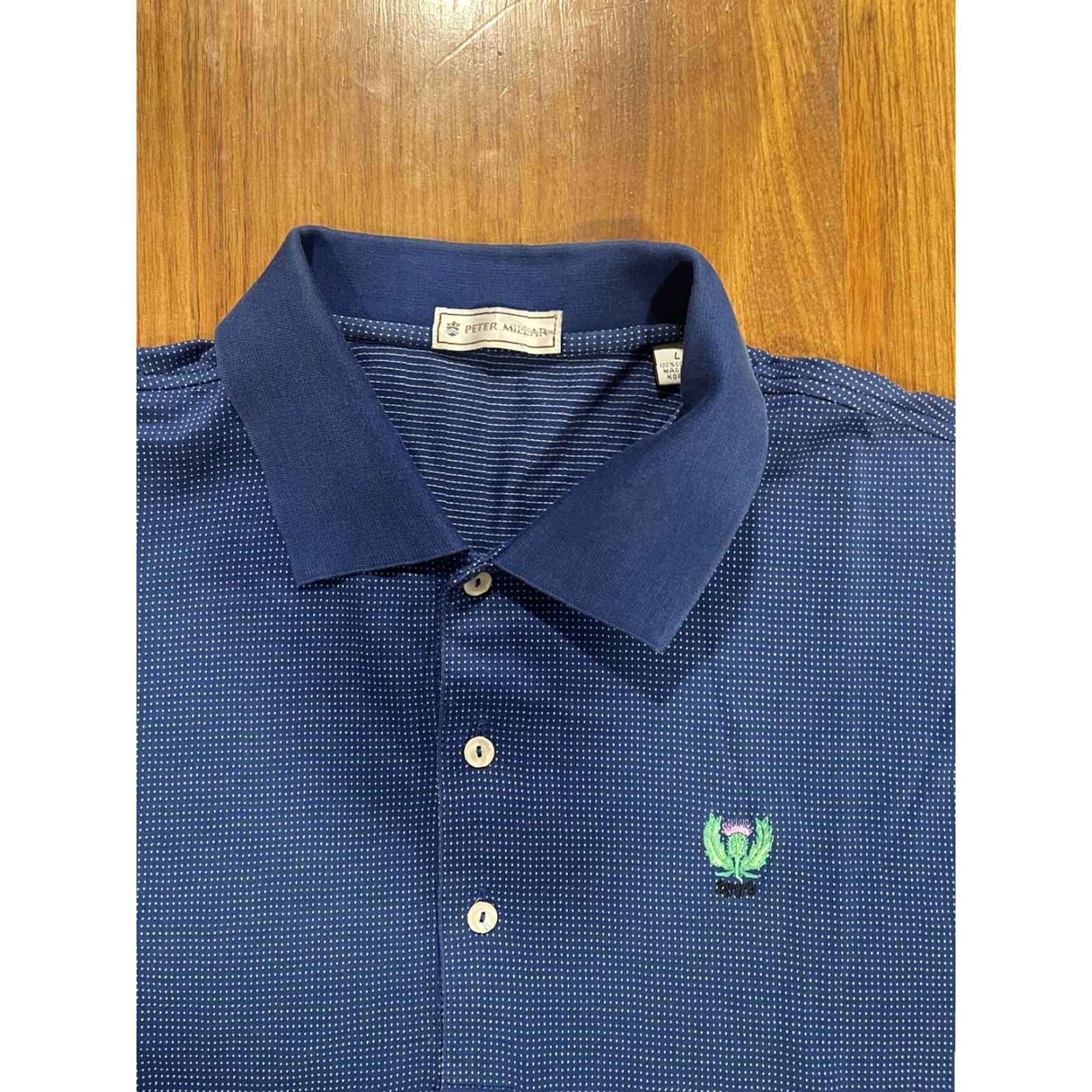 Peter Millar VINTAGE Peter Millar Summer Comfort Polo Button Shirt GARDEN CITY GOLF CLUB L Blue Striped Short Sleeve Embroidered Logo Mens Polo Shirt Size US L / EU 52-54 / 3 - 3 Thumbnail