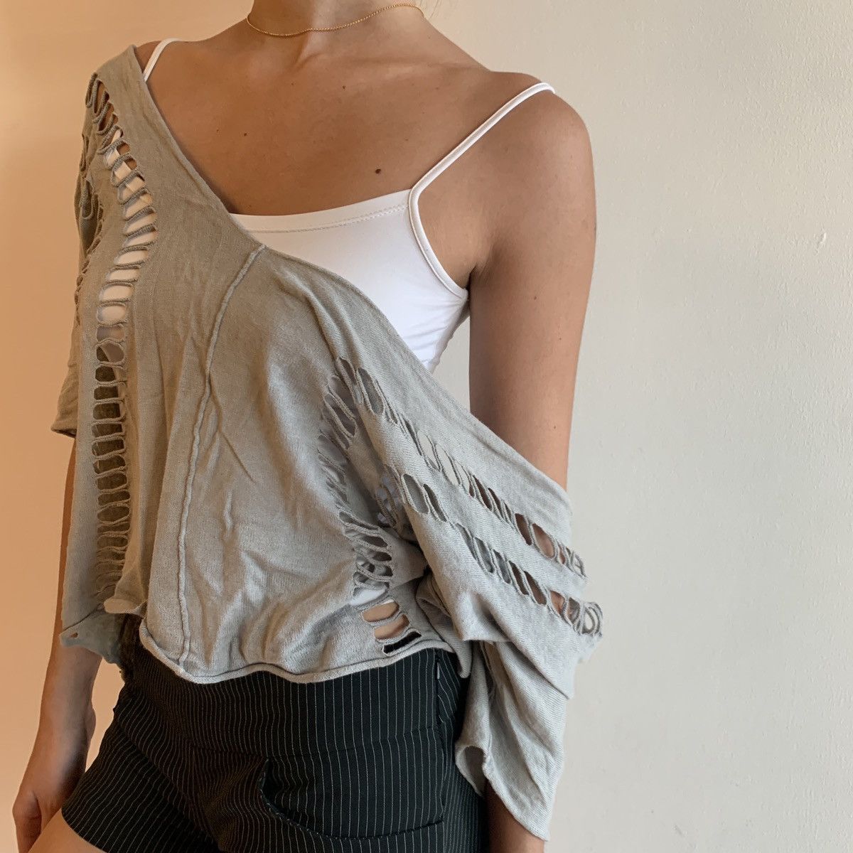 Cop Copine × Designer Cop Copine | Open-Back Blouse in Cool Grey Size M / US 6-8 / IT 42-44 - 3 Thumbnail