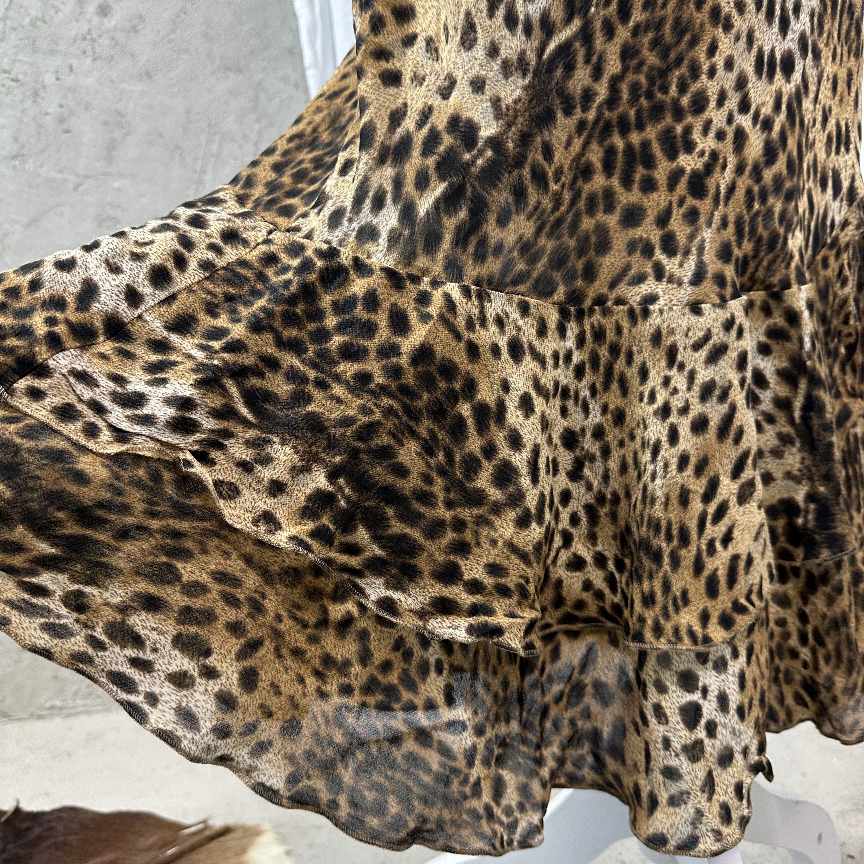 Vintage Vintage Asymmetrical Mesh Cheetah Maxi Skirt 00s Size 25" / US 0 / IT 36 - 5 Thumbnail