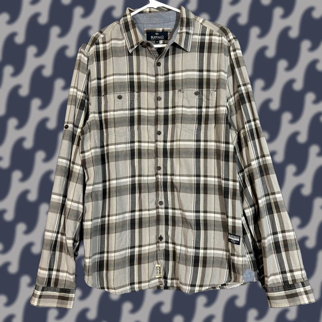 Buffalo London Buffalo David Bitton Shirt Men L Gray Black Plaid Flannel Button Up Long Sleeve Size US L / EU 52-54 / 3 - 1 Thumbnail