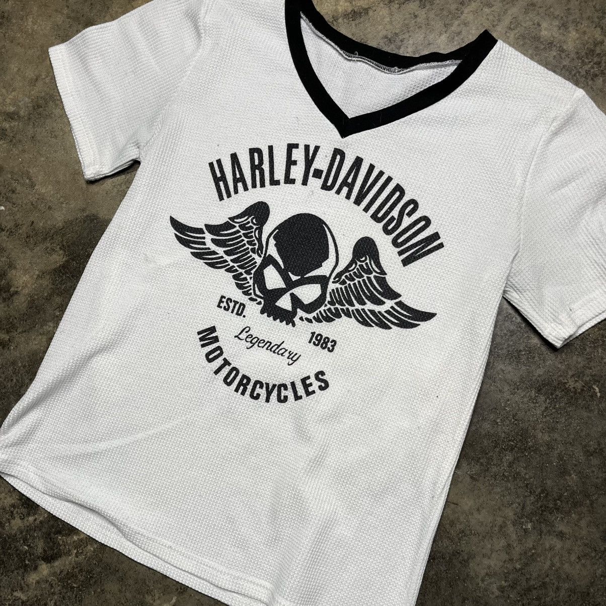 Harley Davidson vintage y2k harley davidson biker waffle knit tshirt Size US M / EU 48-50 / 2 - 4 Thumbnail