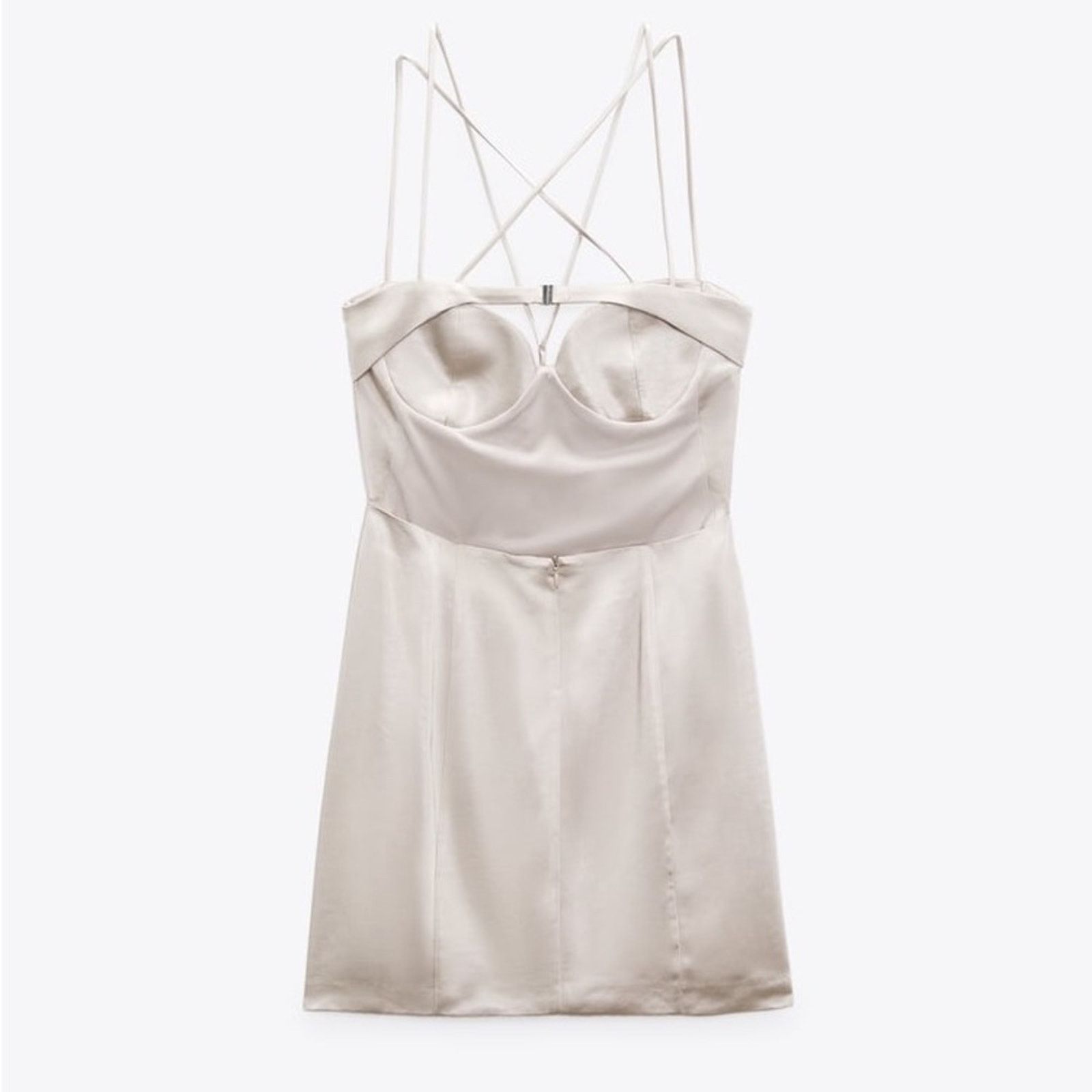Zara ZARA SATIN DRESS PEARL GRAY Size XL / US 12-14 / IT 48-50 - 6 Thumbnail