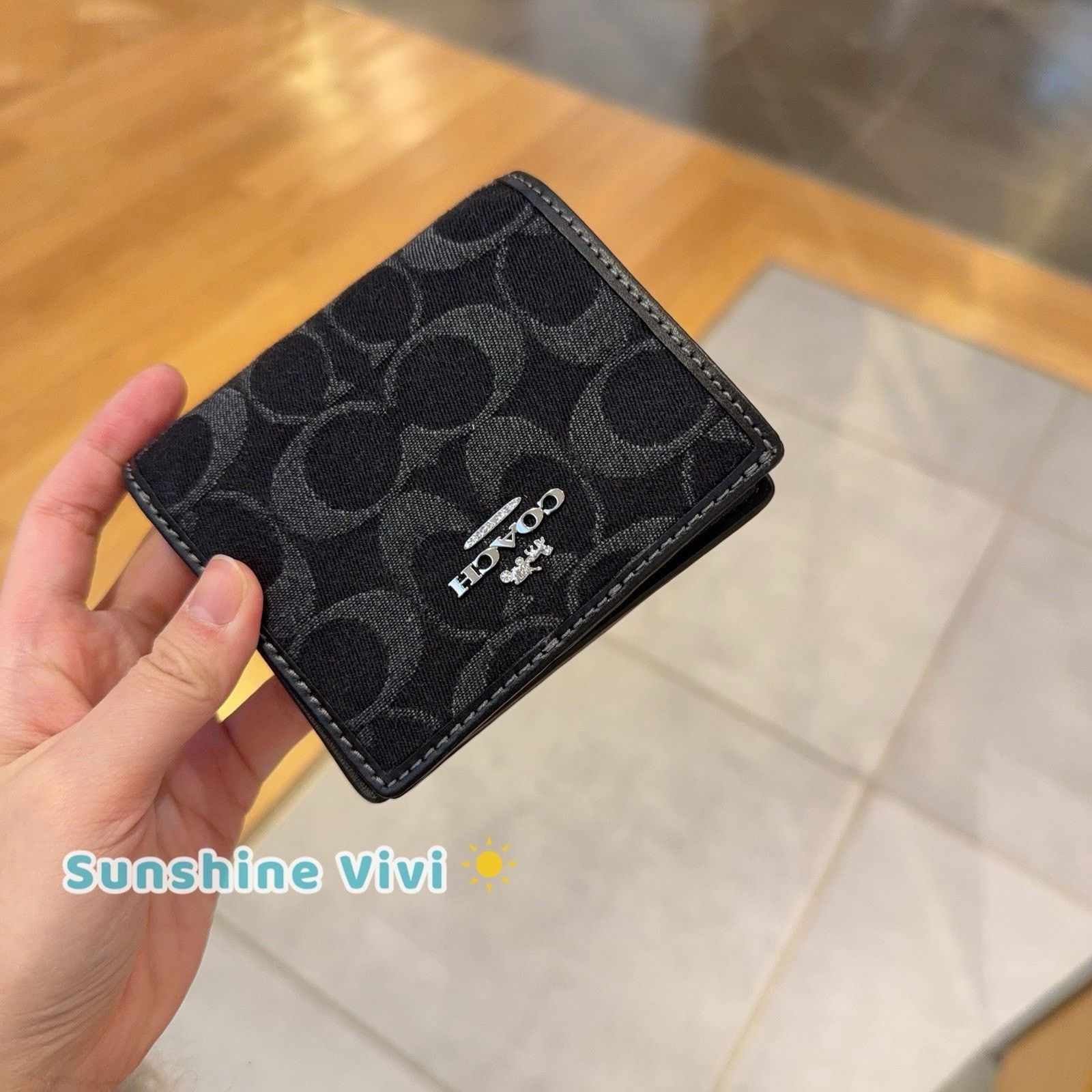 Coach NWT Coach Snap Wallet Signature CDF22 denim/Silver/Black Size ONE SIZE - 5 Thumbnail