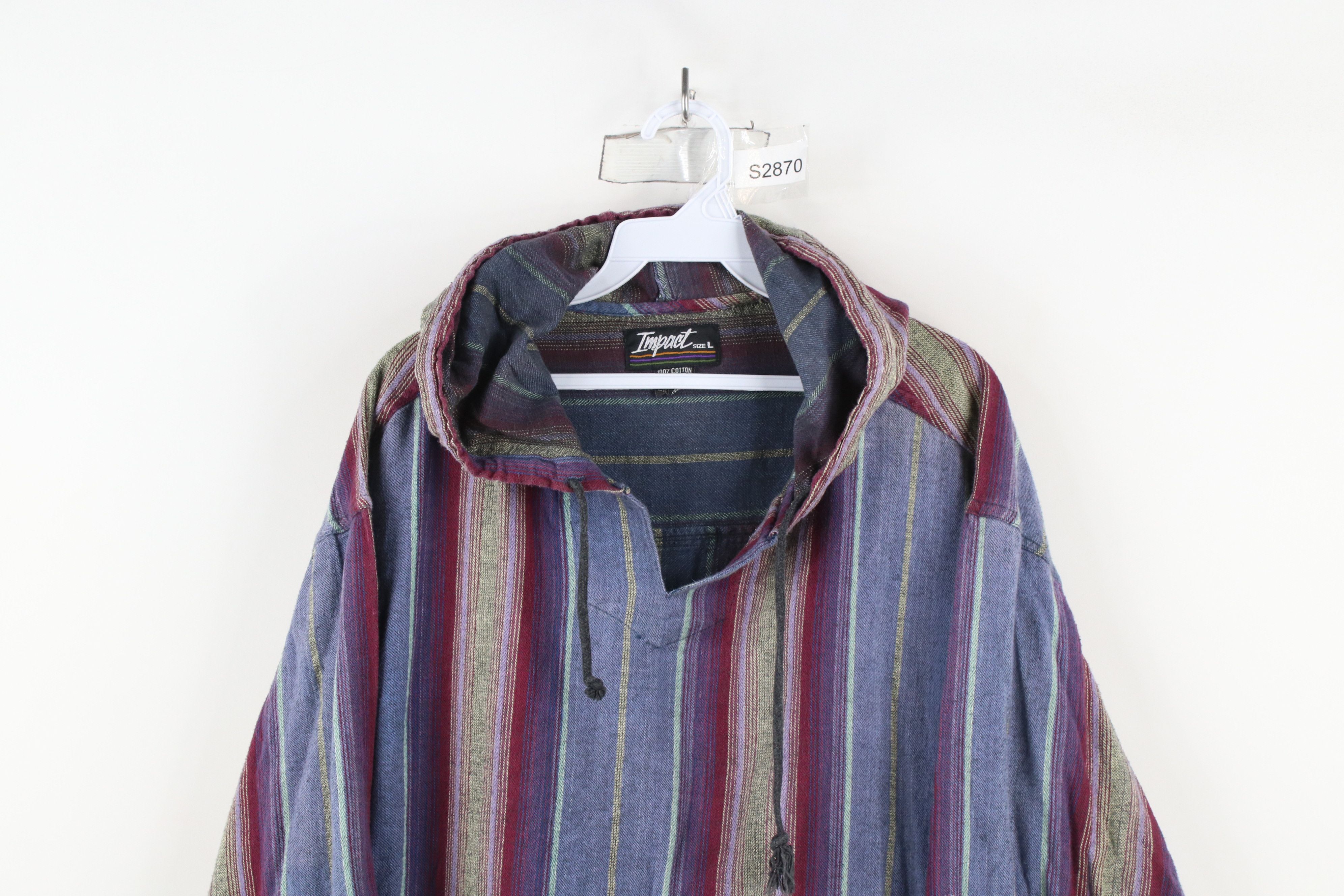 Vintage Vintage 90s Streetwear Rainbow Striped Block Knit Hoodie Size US L / EU 52-54 / 3 - 2 Thumbnail