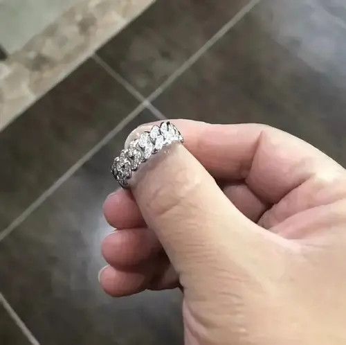 Jewelry Diamond Ice Chain Link Ring Jewelry Chrome Casual Cuff Size ONE SIZE - 1 Thumbnail